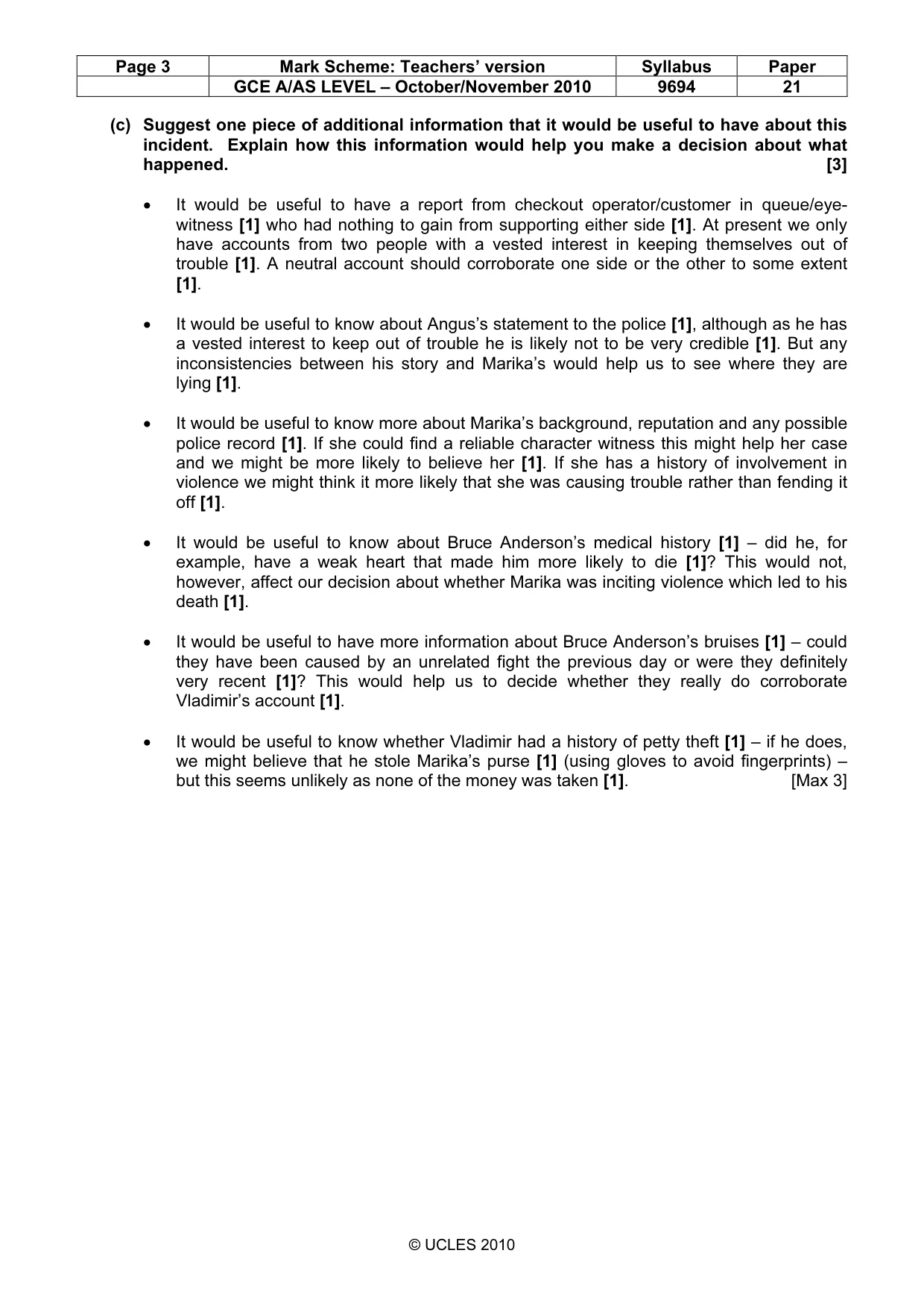 Mark scheme, page 3 of 8