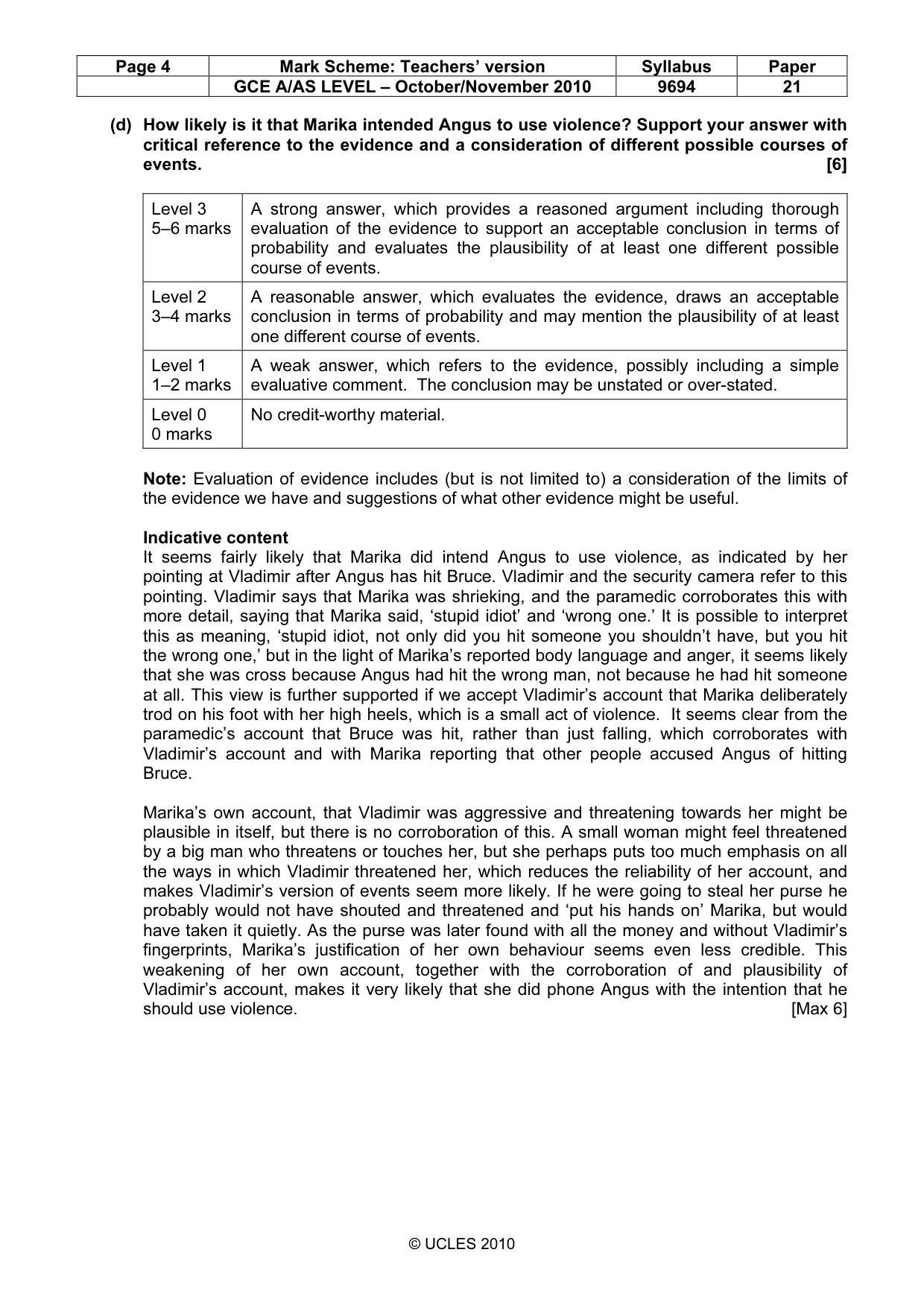 Mark scheme, page 4 of 8