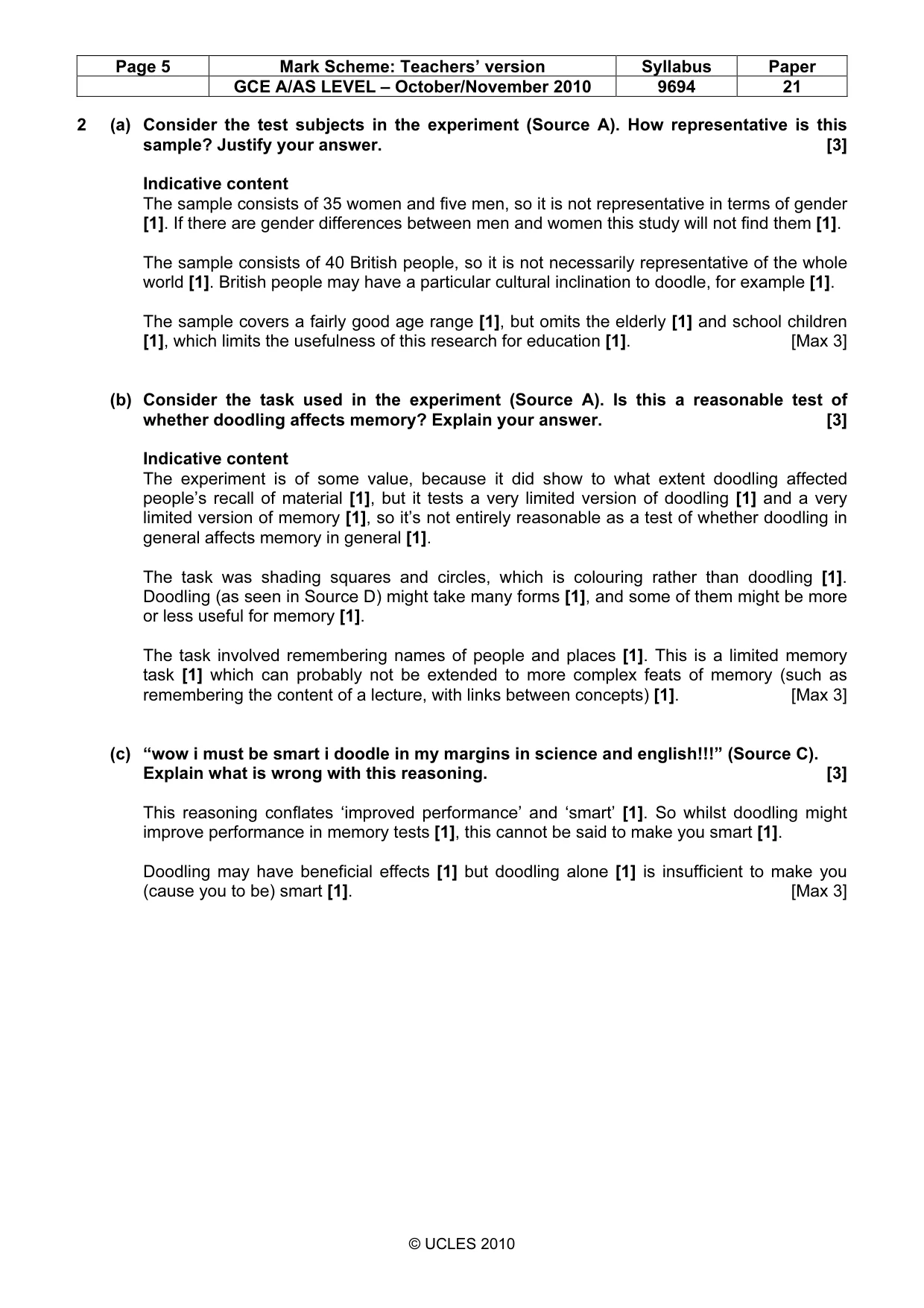 Mark scheme, page 5 of 8
