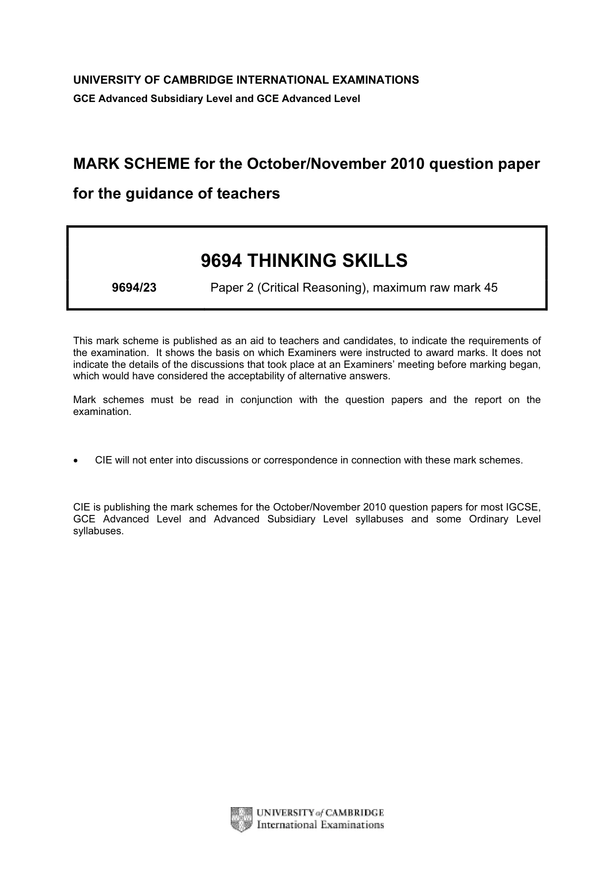 Mark scheme, page 1 of 9