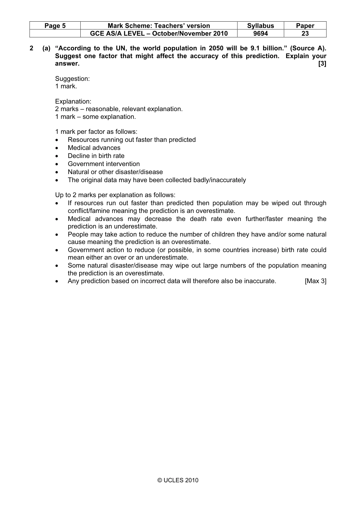 Mark scheme, page 5 of 9
