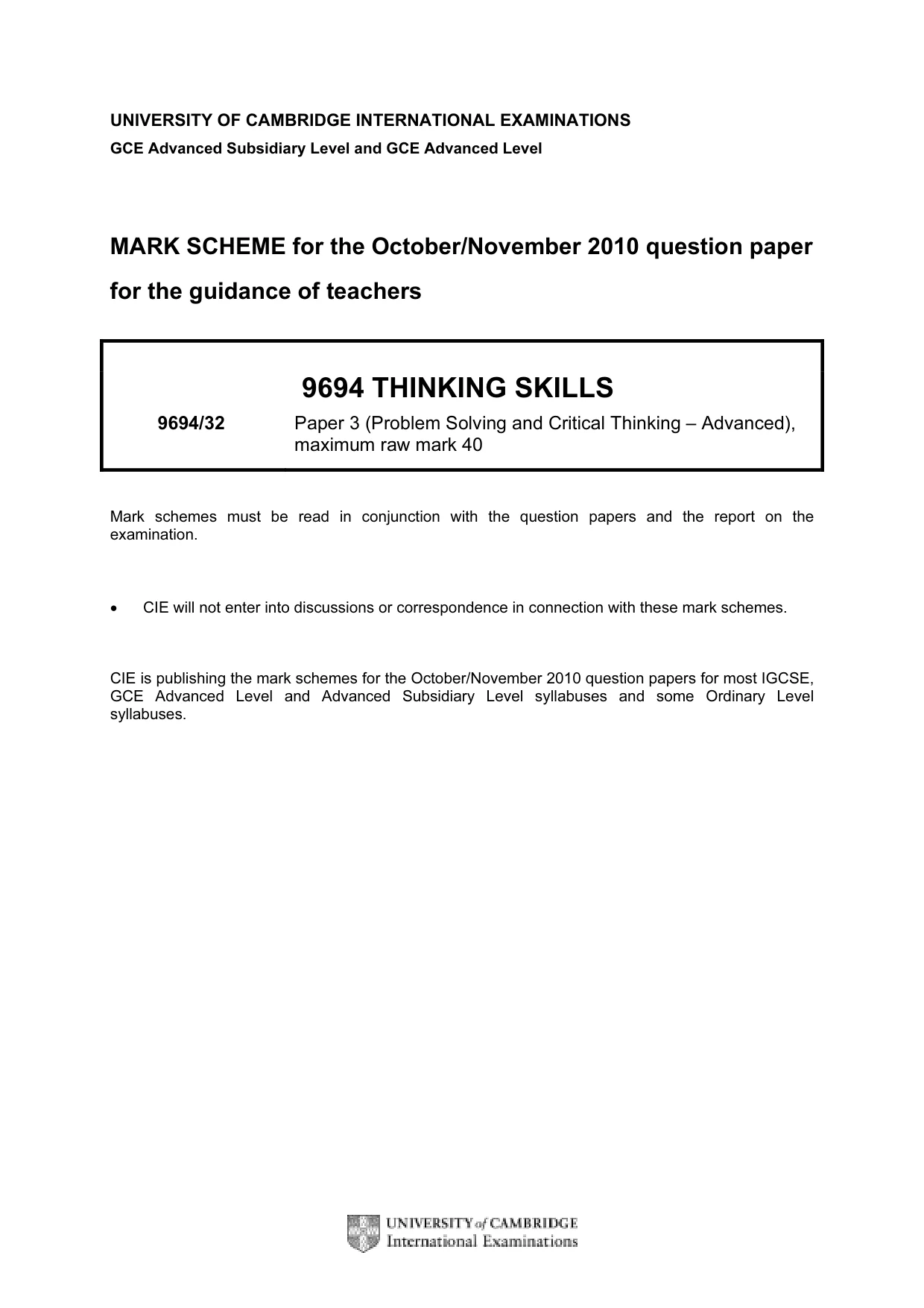 Mark scheme, page 1 of 2