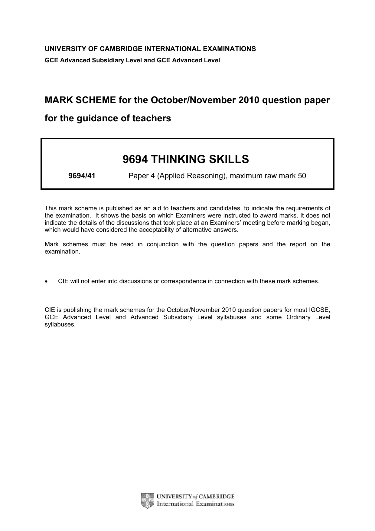 Mark scheme, page 1 of 10