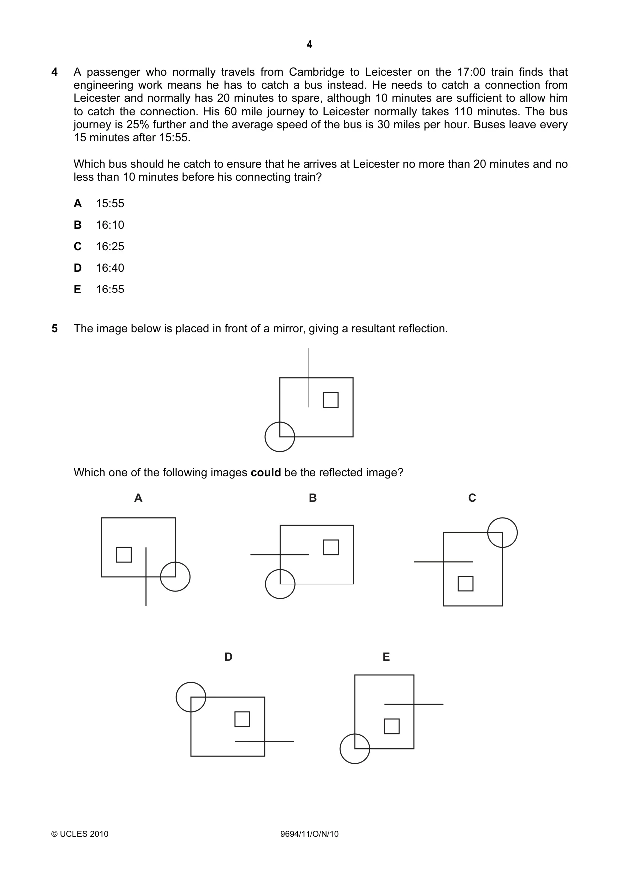 Cambridge A Level Thinking Skills 9694 2010 Oct/Nov Paper 1 · Variant 1 question paper, page 4 of 20