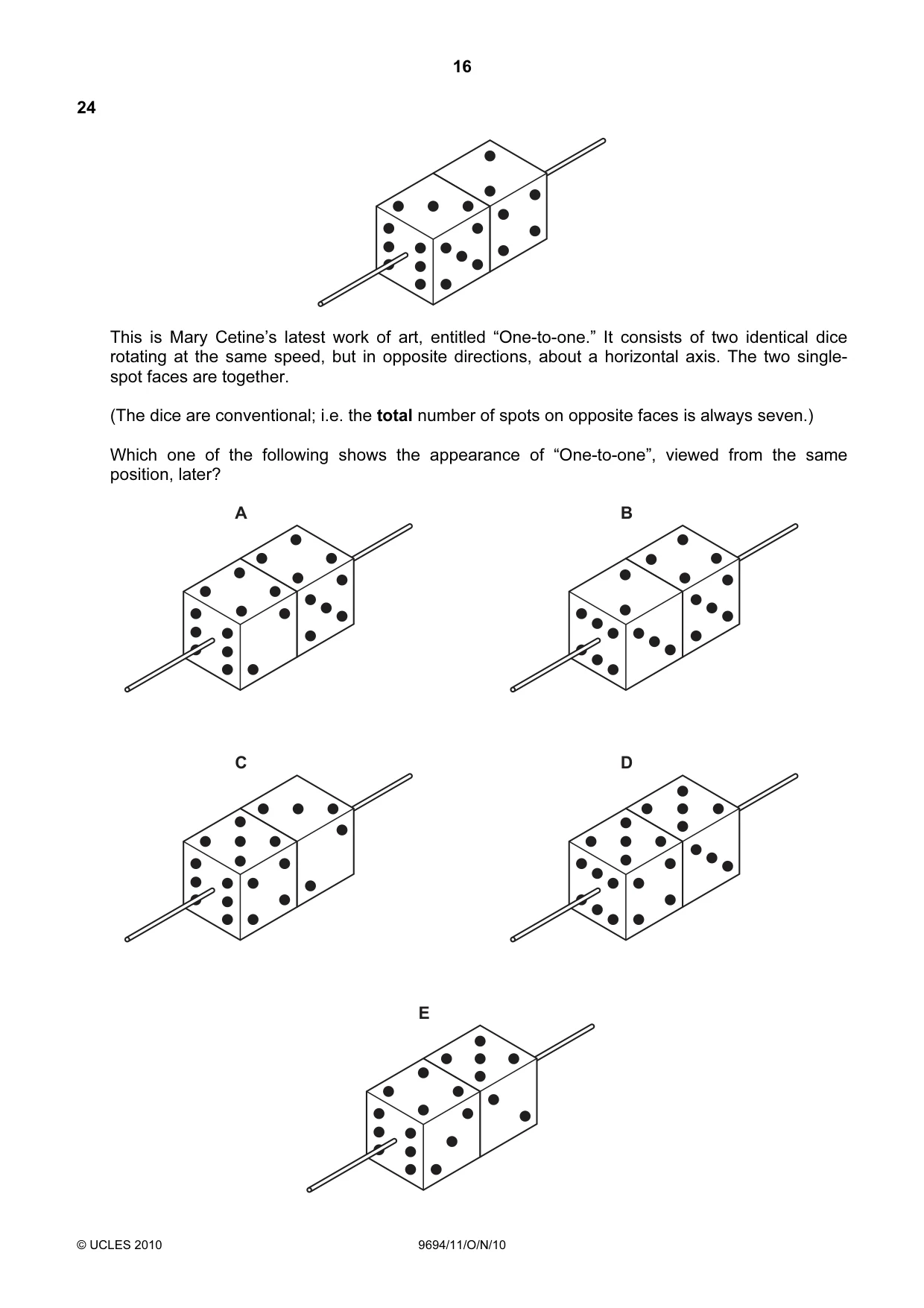 Cambridge A Level Thinking Skills 9694 2010 Oct/Nov Paper 1 · Variant 1 question paper, page 16 of 20