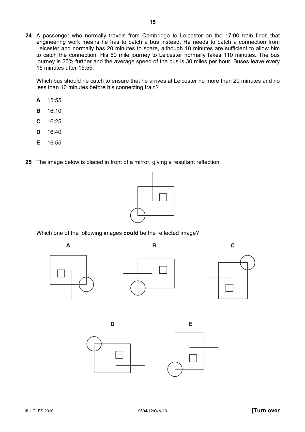 Cambridge A Level Thinking Skills 9694 2010 Oct/Nov Paper 1 · Variant 2 question paper, page 15 of 20