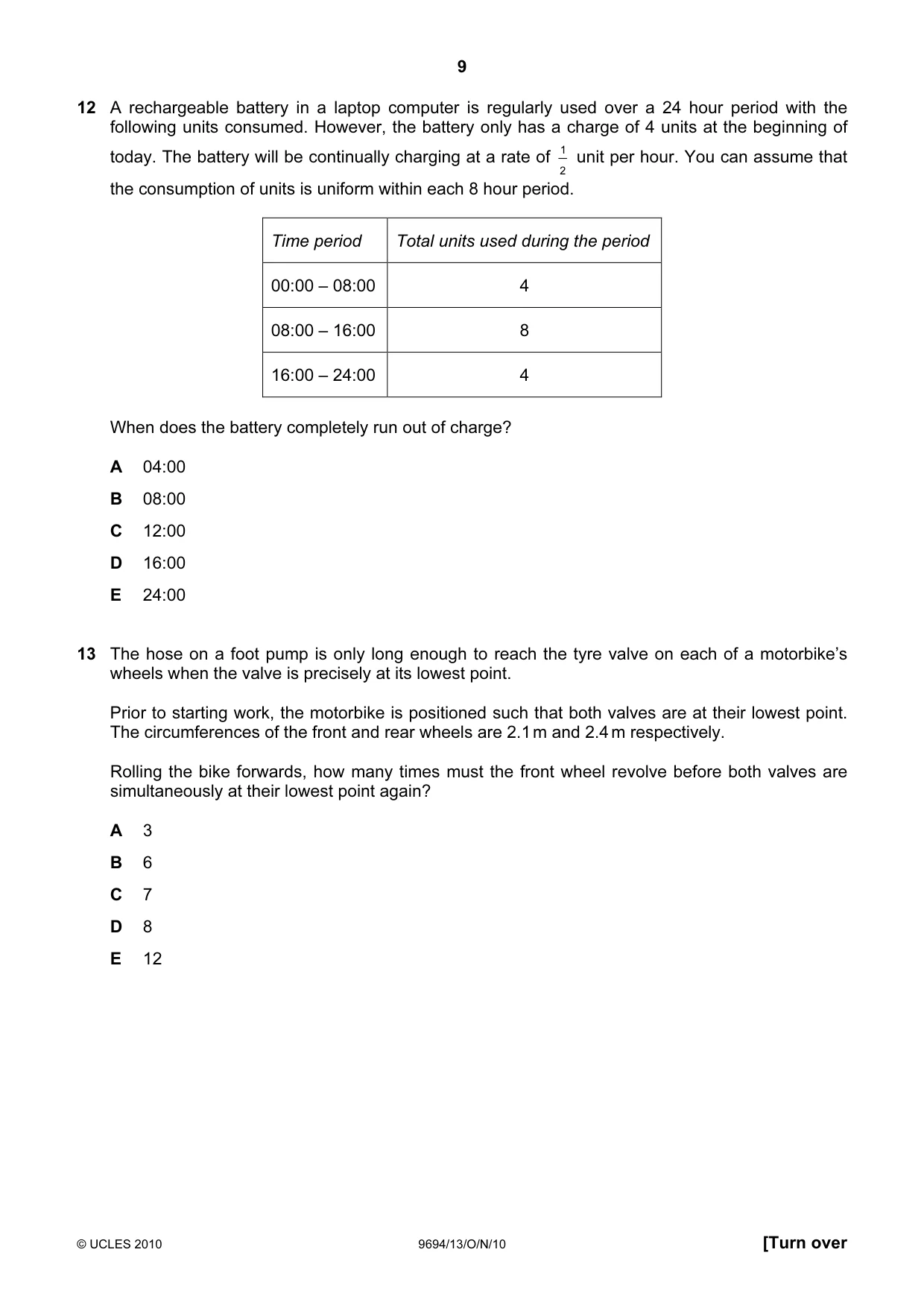 Cambridge A Level Thinking Skills 9694 2010 Oct/Nov Paper 1 · Variant 3 question paper, page 9 of 20