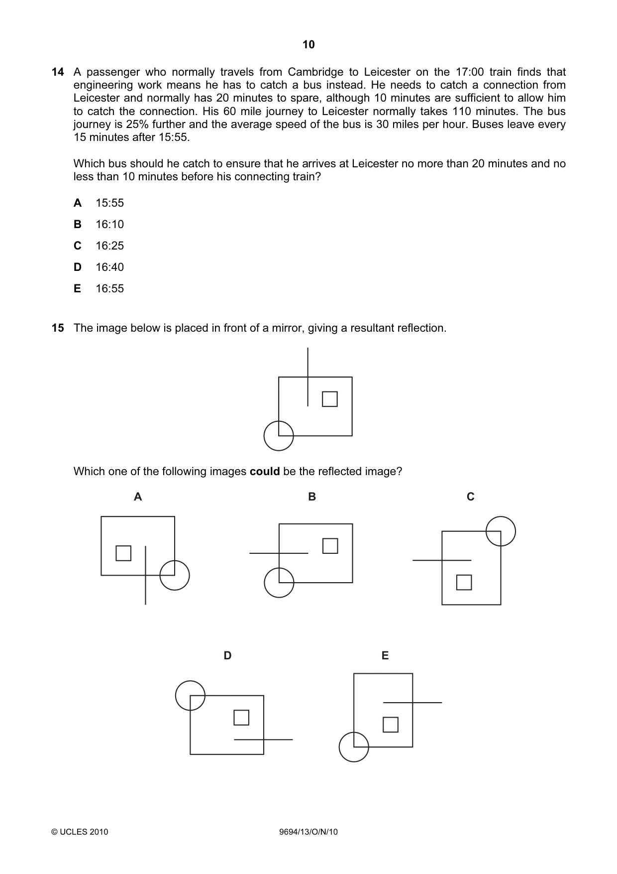 Cambridge A Level Thinking Skills 9694 2010 Oct/Nov Paper 1 · Variant 3 question paper, page 10 of 20