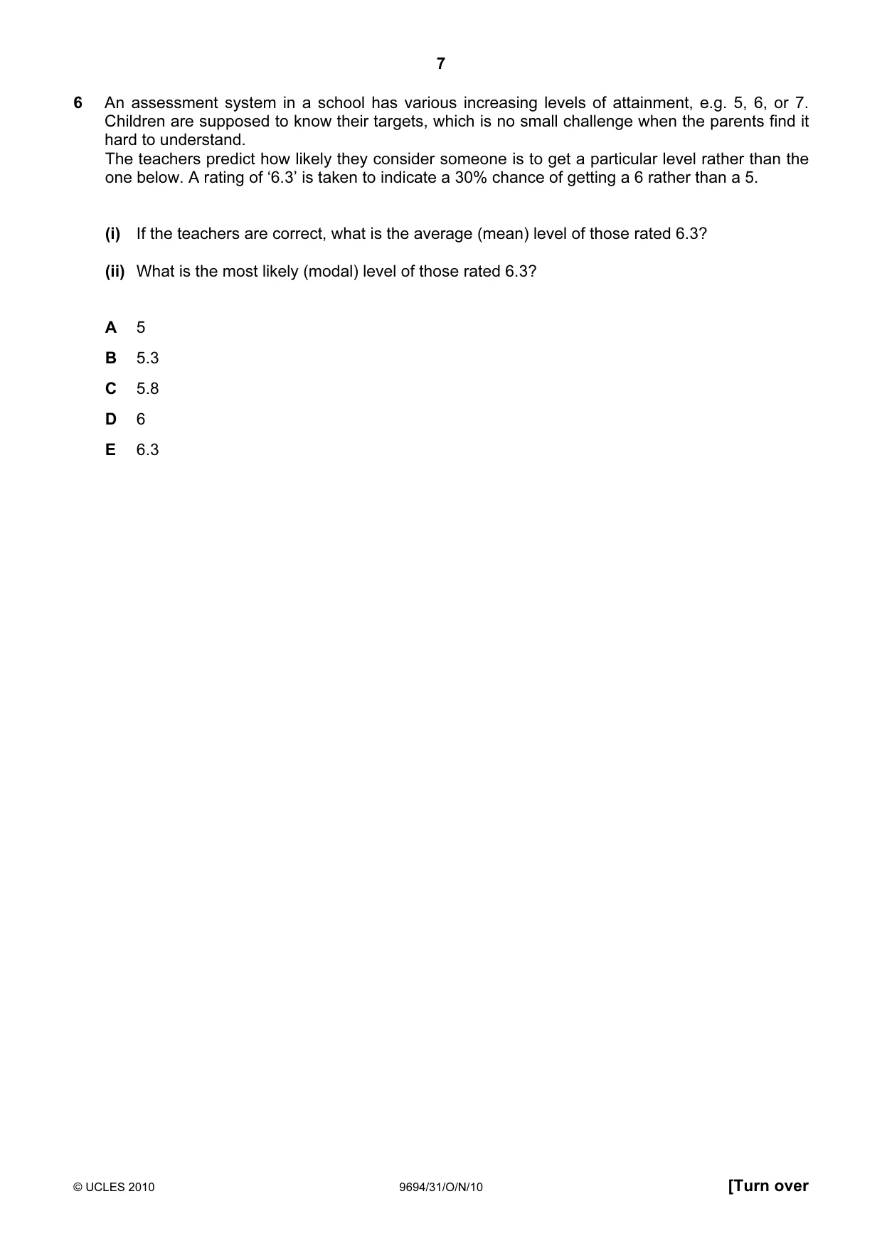 Cambridge A Level Thinking Skills 9694 2010 Oct/Nov Paper 3 · Variant 1 question paper, page 7 of 24