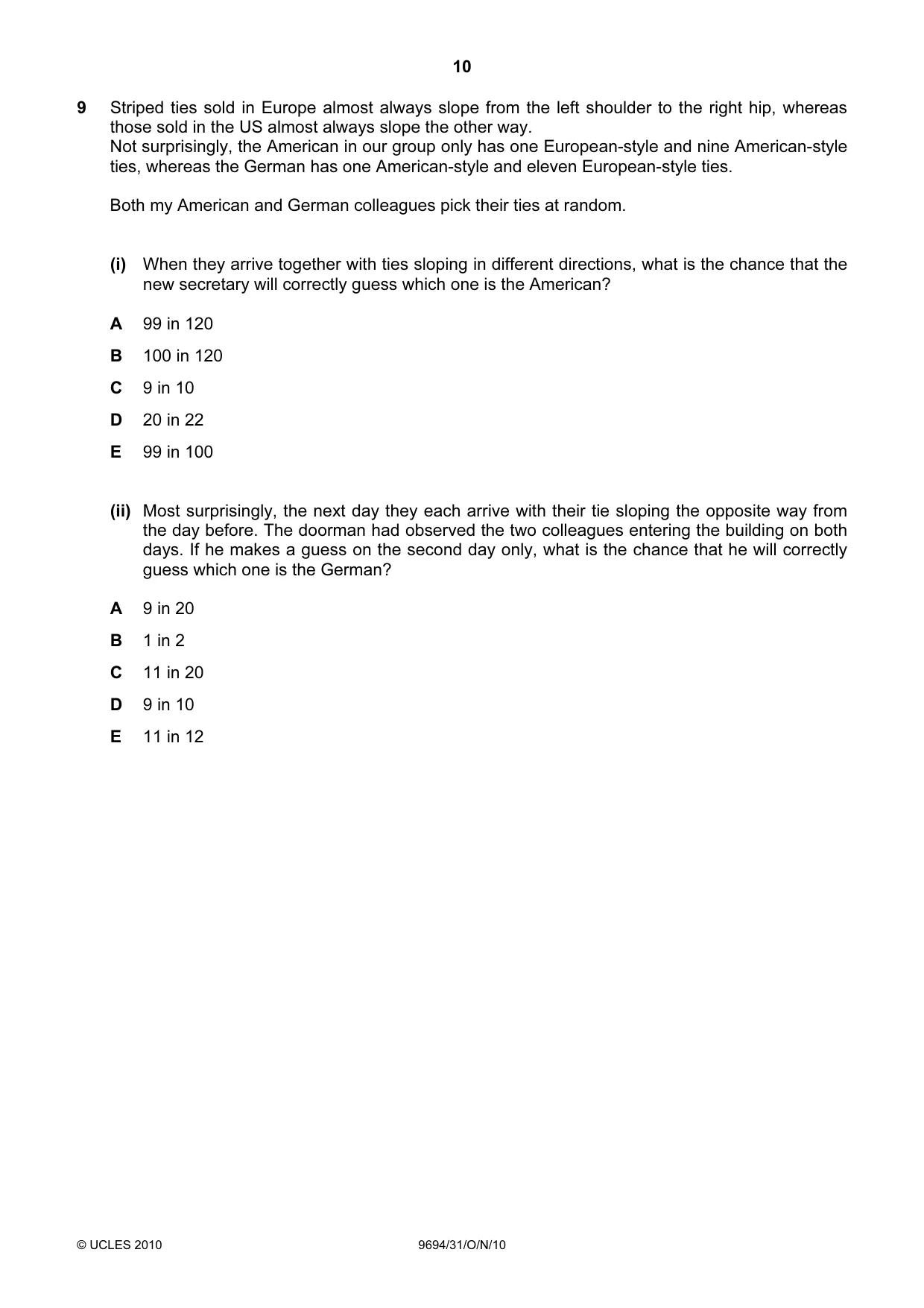 Cambridge A Level Thinking Skills 9694 2010 Oct/Nov Paper 3 · Variant 1 question paper, page 10 of 24