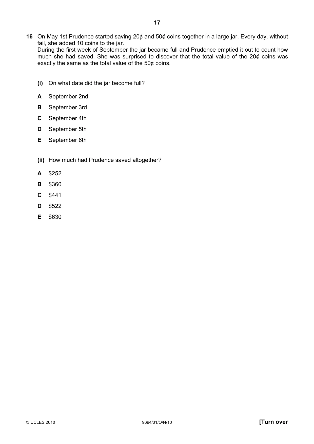 Cambridge A Level Thinking Skills 9694 2010 Oct/Nov Paper 3 · Variant 1 question paper, page 17 of 24