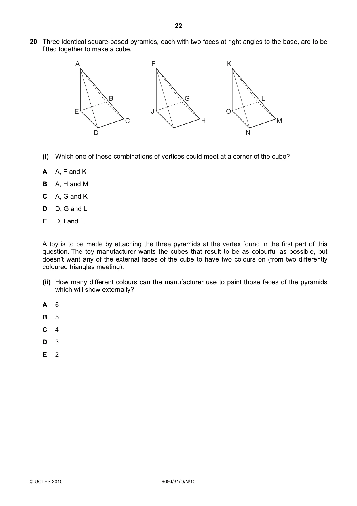 Cambridge A Level Thinking Skills 9694 2010 Oct/Nov Paper 3 · Variant 1 question paper, page 22 of 24