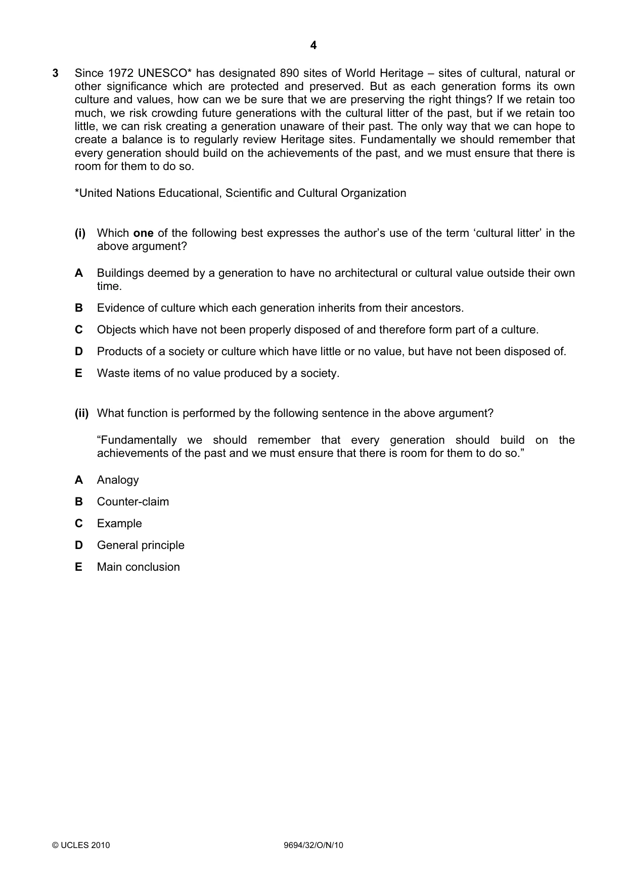 Cambridge A Level Thinking Skills 9694 2010 Oct/Nov Paper 3 · Variant 2 question paper, page 4 of 24