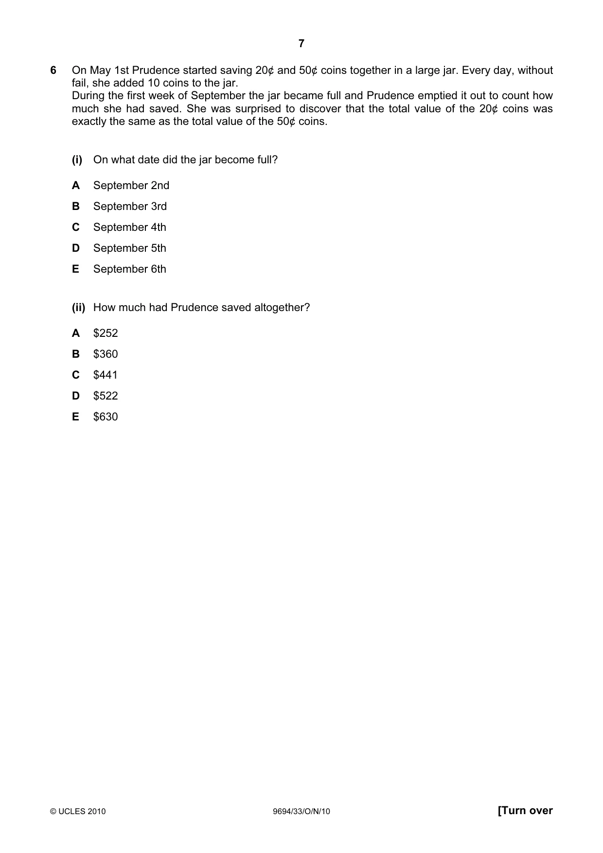 Cambridge A Level Thinking Skills 9694 2010 Oct/Nov Paper 3 · Variant 3 question paper, page 7 of 24