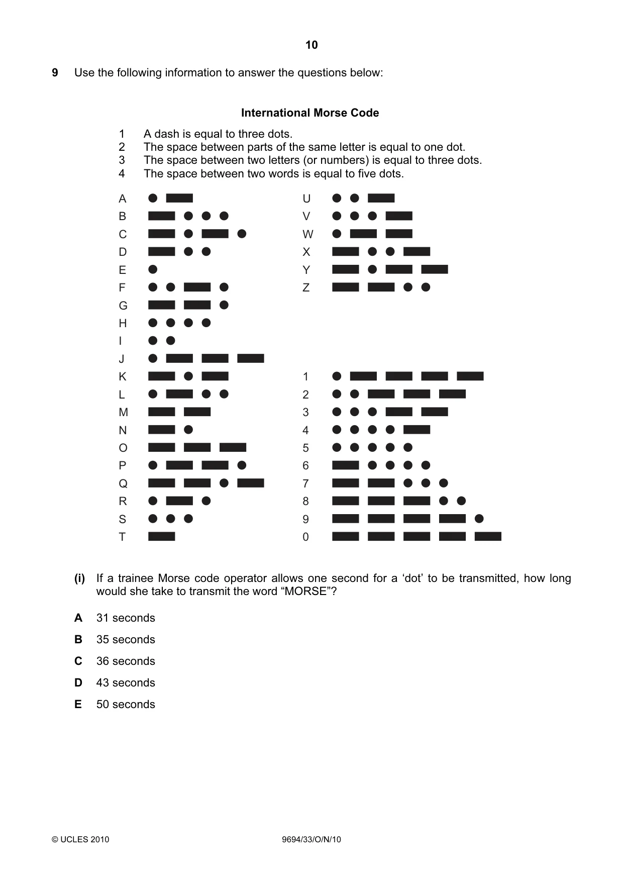 Cambridge A Level Thinking Skills 9694 2010 Oct/Nov Paper 3 · Variant 3 question paper, page 10 of 24