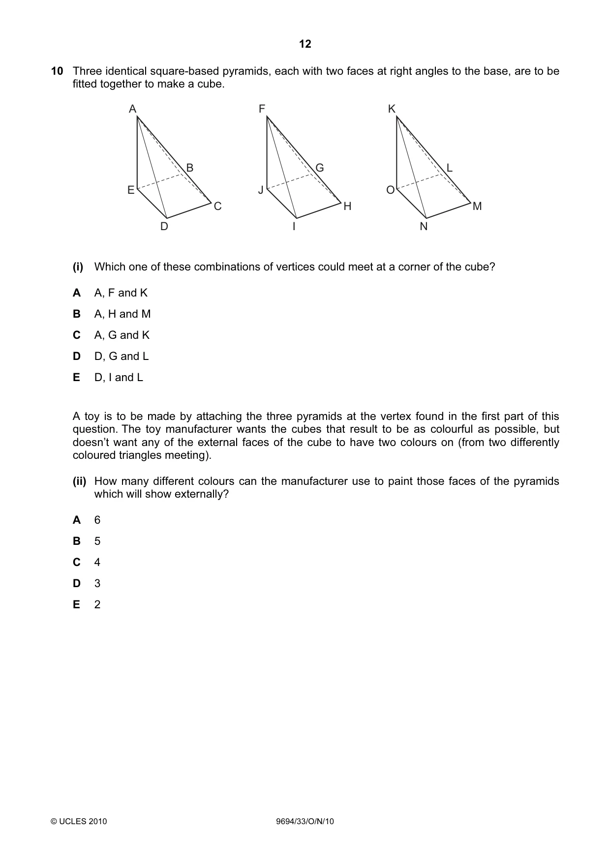 Cambridge A Level Thinking Skills 9694 2010 Oct/Nov Paper 3 · Variant 3 question paper, page 12 of 24