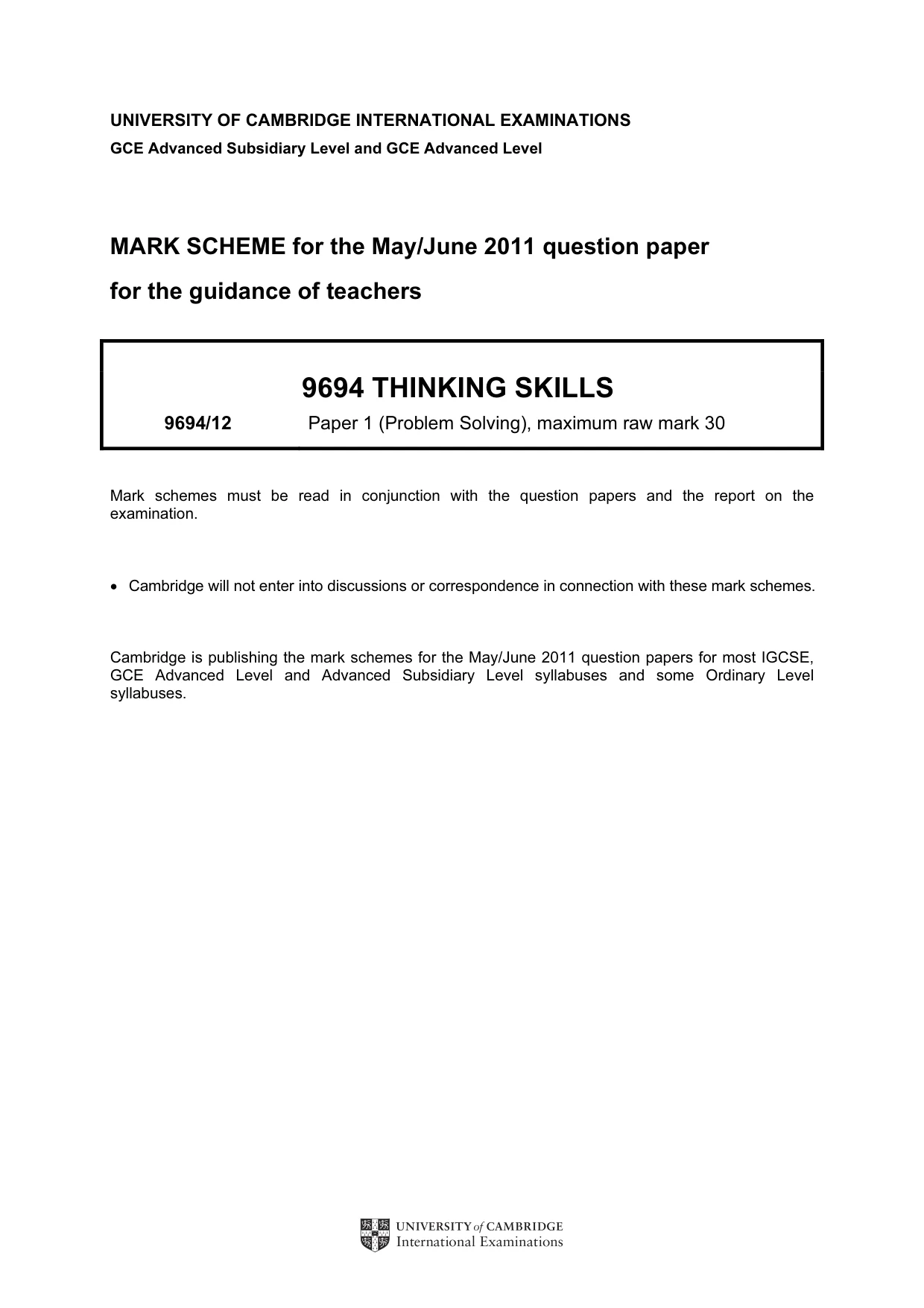 Mark scheme, page 1 of 2