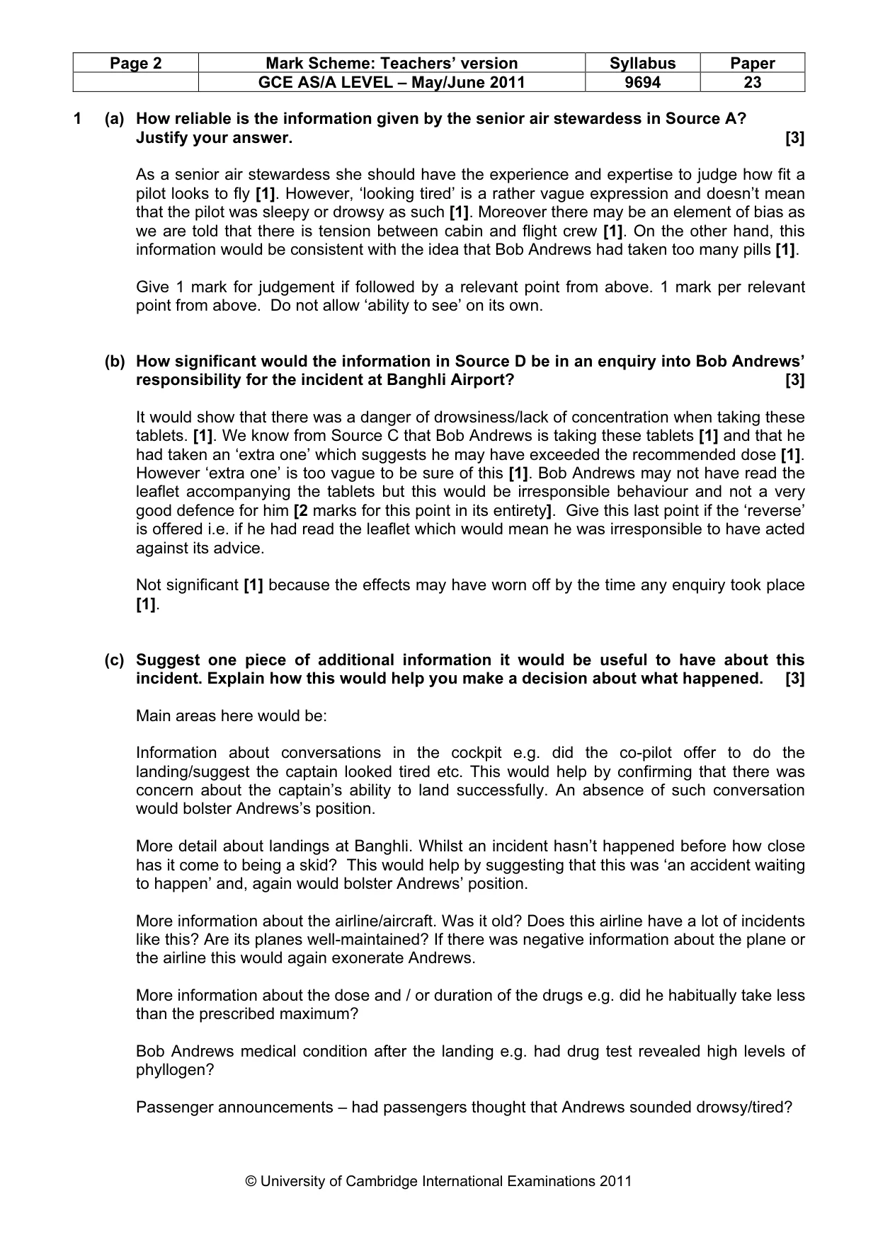 Mark scheme, page 2 of 8