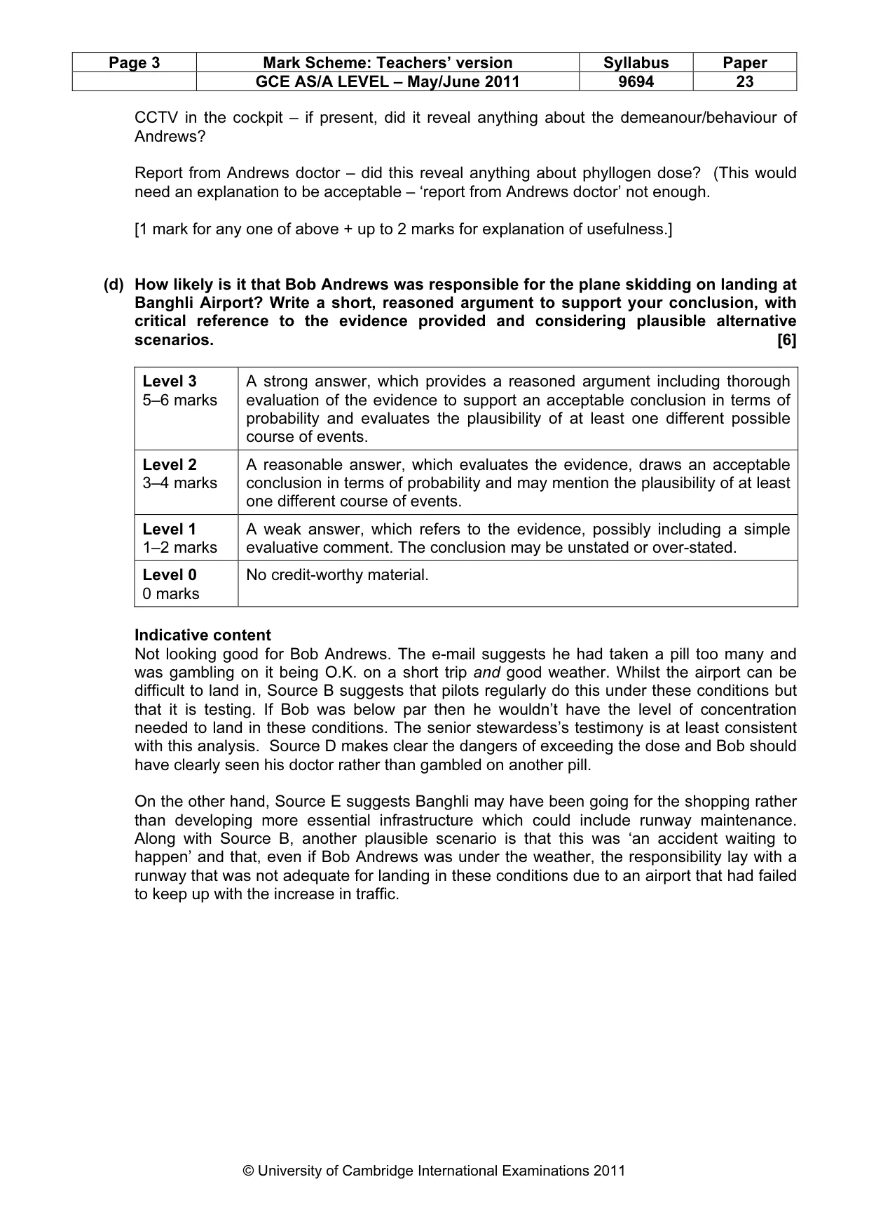 Mark scheme, page 3 of 8