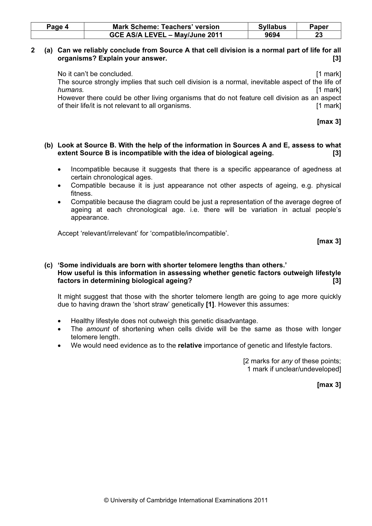 Mark scheme, page 4 of 8