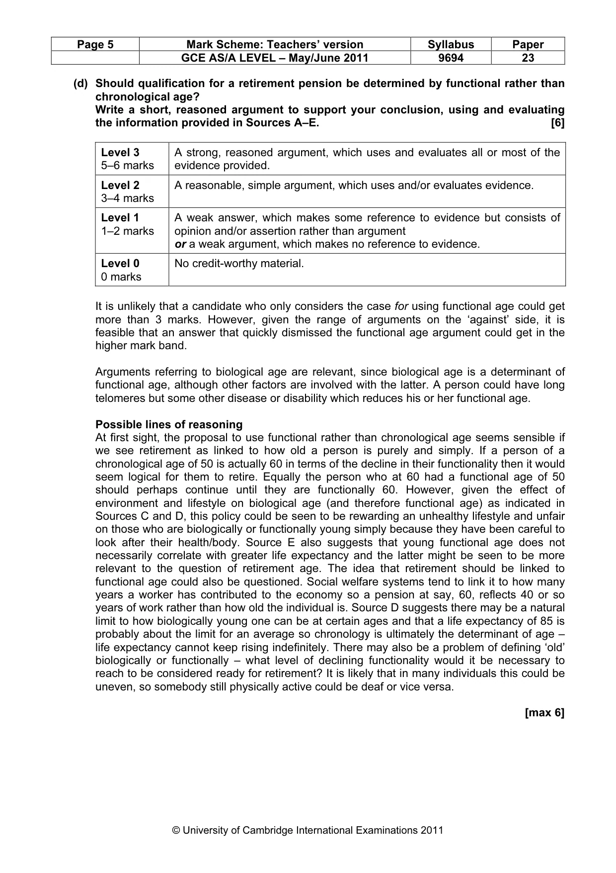 Mark scheme, page 5 of 8