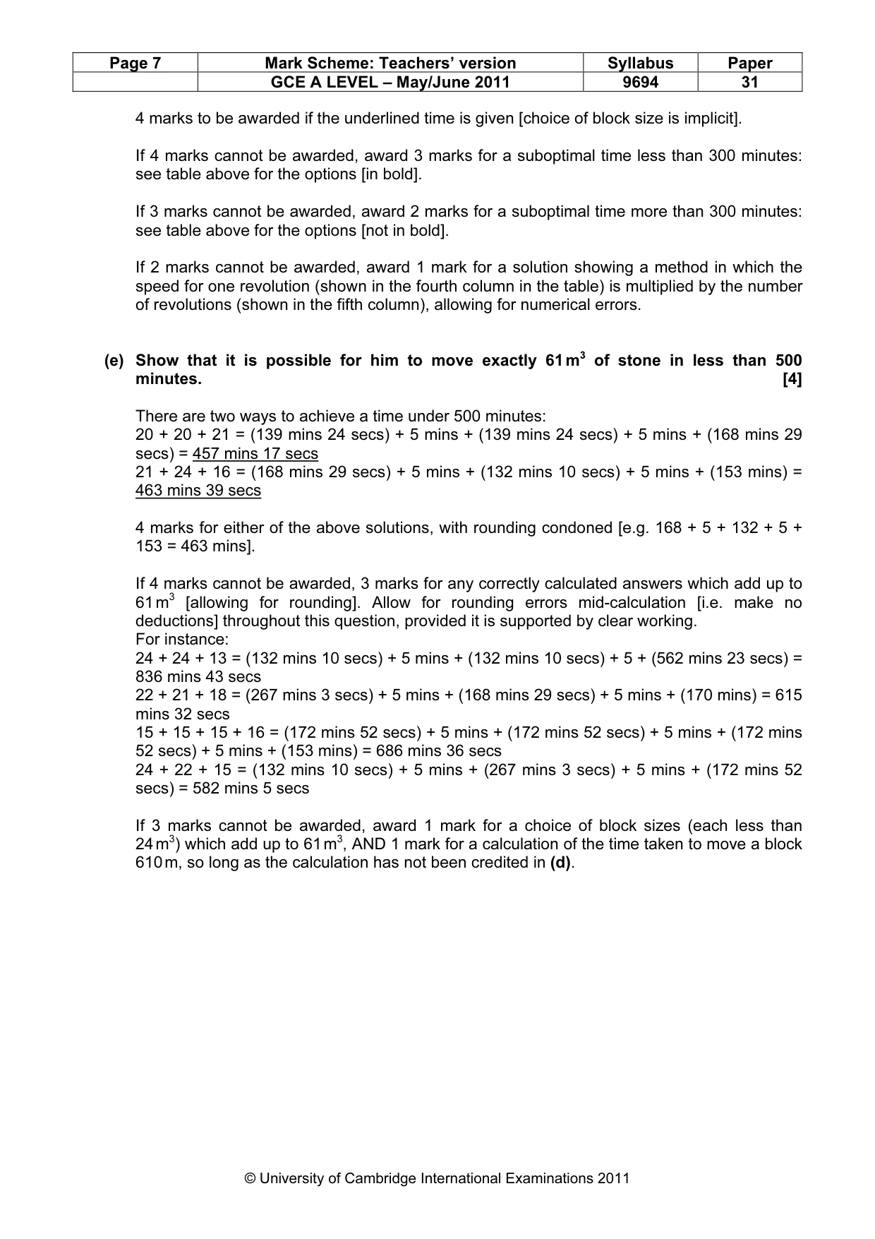 Mark scheme, page 7 of 10
