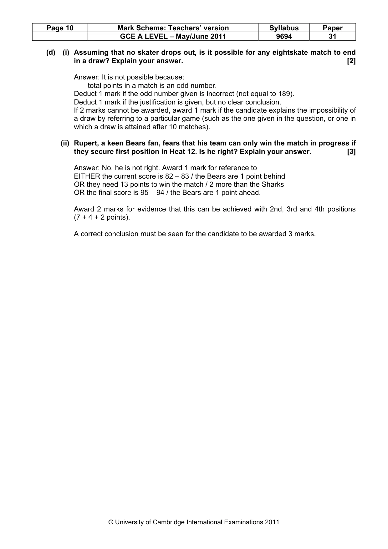 Mark scheme, page 10 of 10