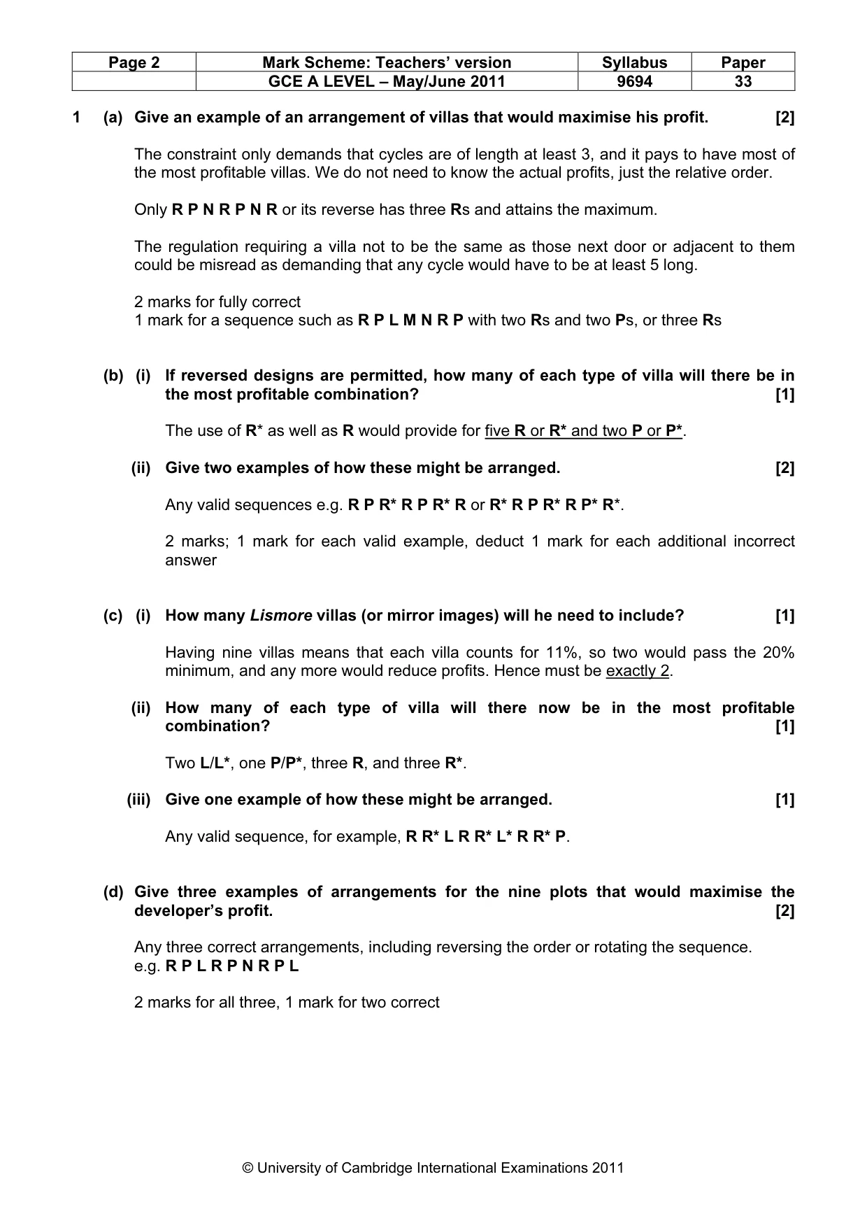 Mark scheme, page 2 of 7