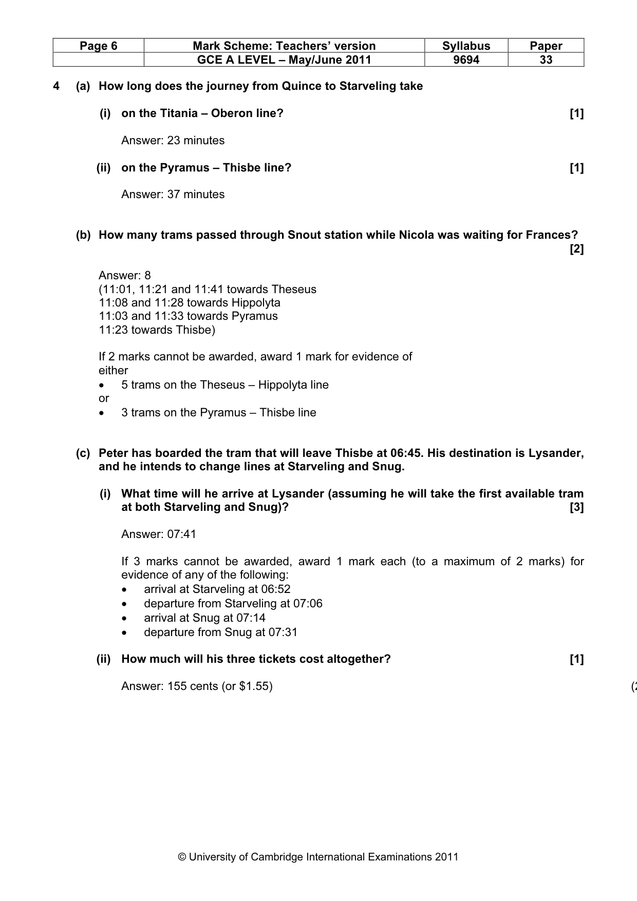 Mark scheme, page 6 of 7