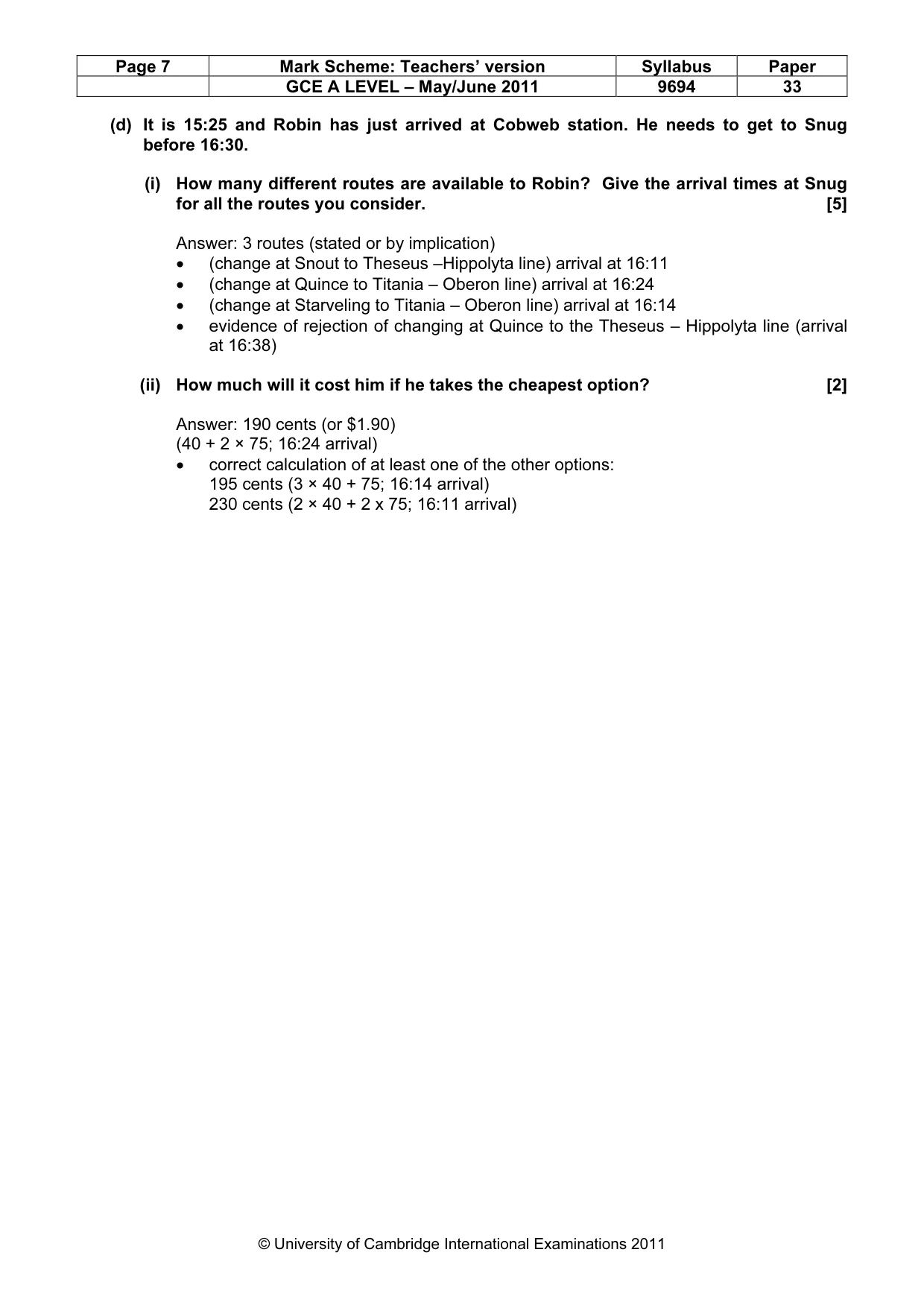 Mark scheme, page 7 of 7