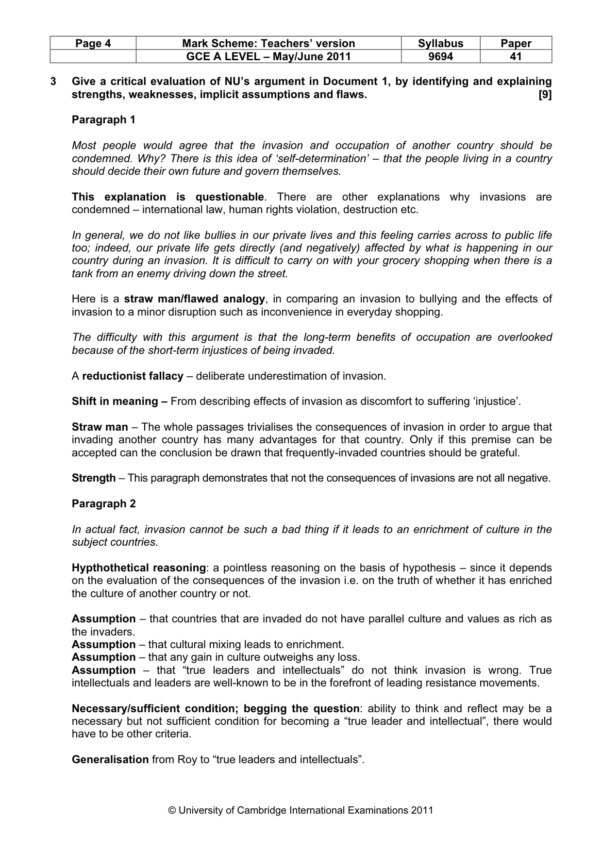 Mark scheme, page 4 of 6