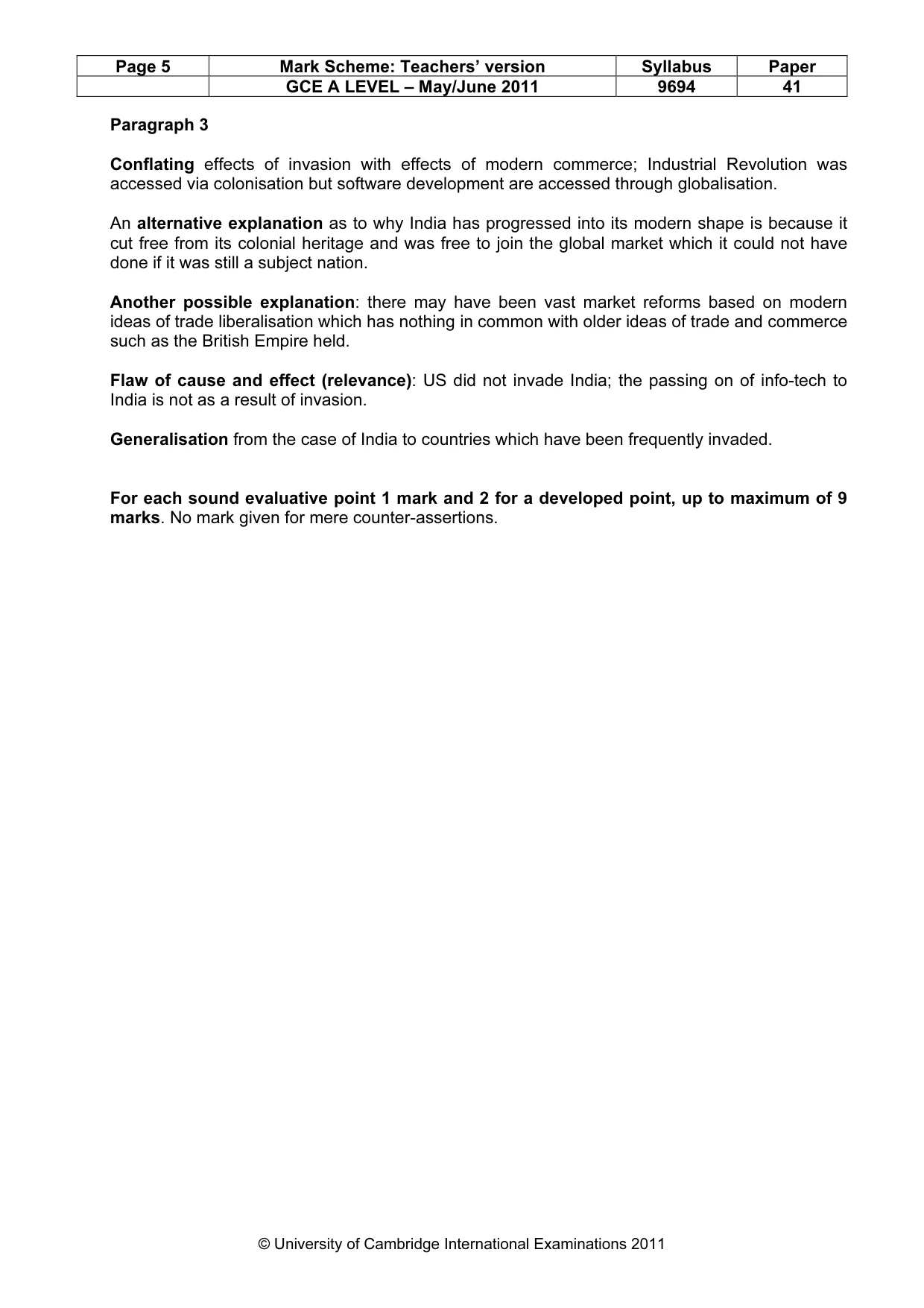 Mark scheme, page 5 of 6