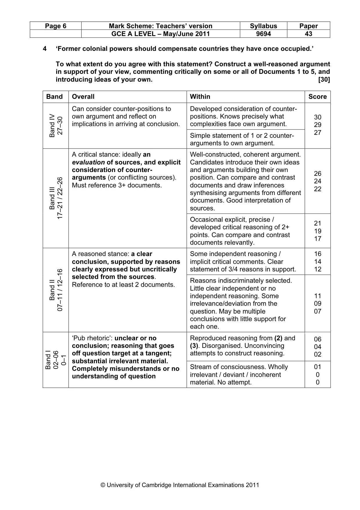 Mark scheme, page 6 of 6