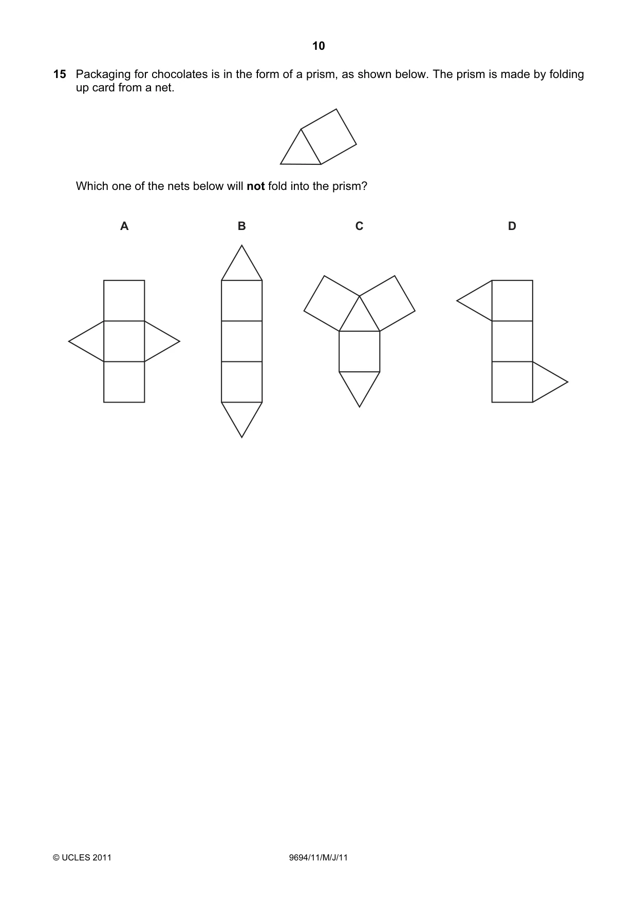 Cambridge A Level Thinking Skills 9694 2011 May/June Paper 1 · Variant 1 question paper, page 10 of 20