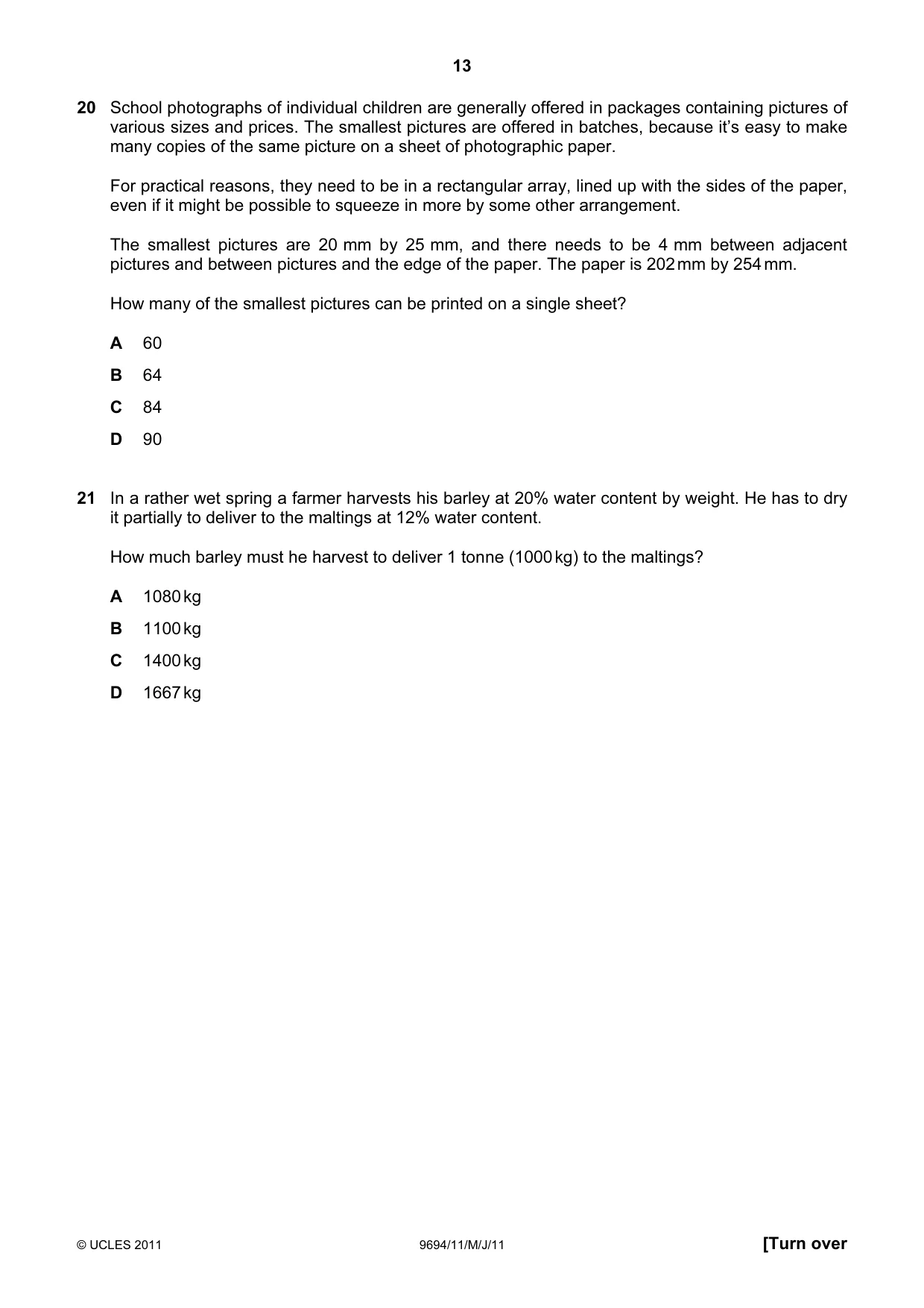 Cambridge A Level Thinking Skills 9694 2011 May/June Paper 1 · Variant 1 question paper, page 13 of 20