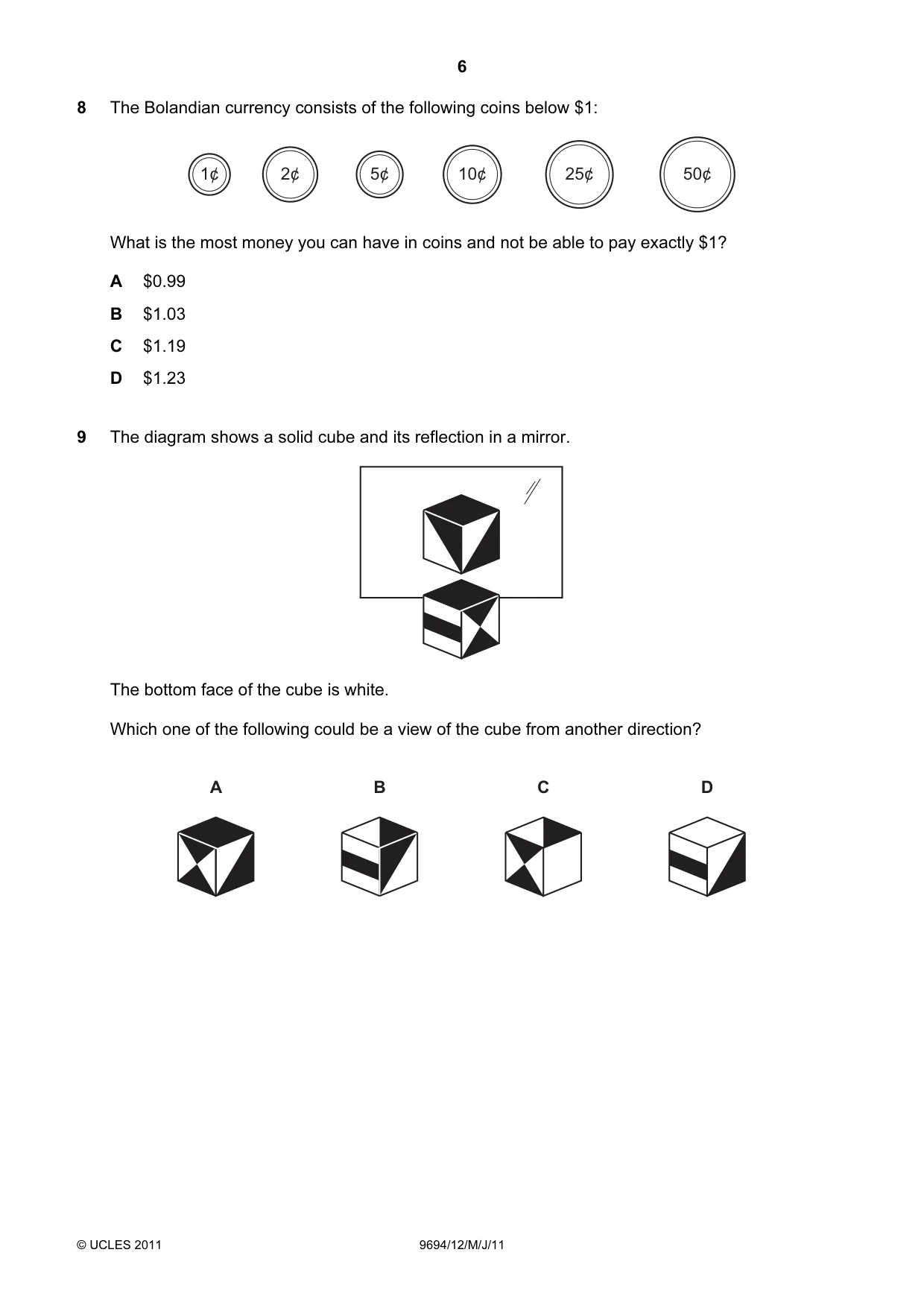 Cambridge A Level Thinking Skills 9694 2011 May/June Paper 1 · Variant 2 question paper, page 6 of 20