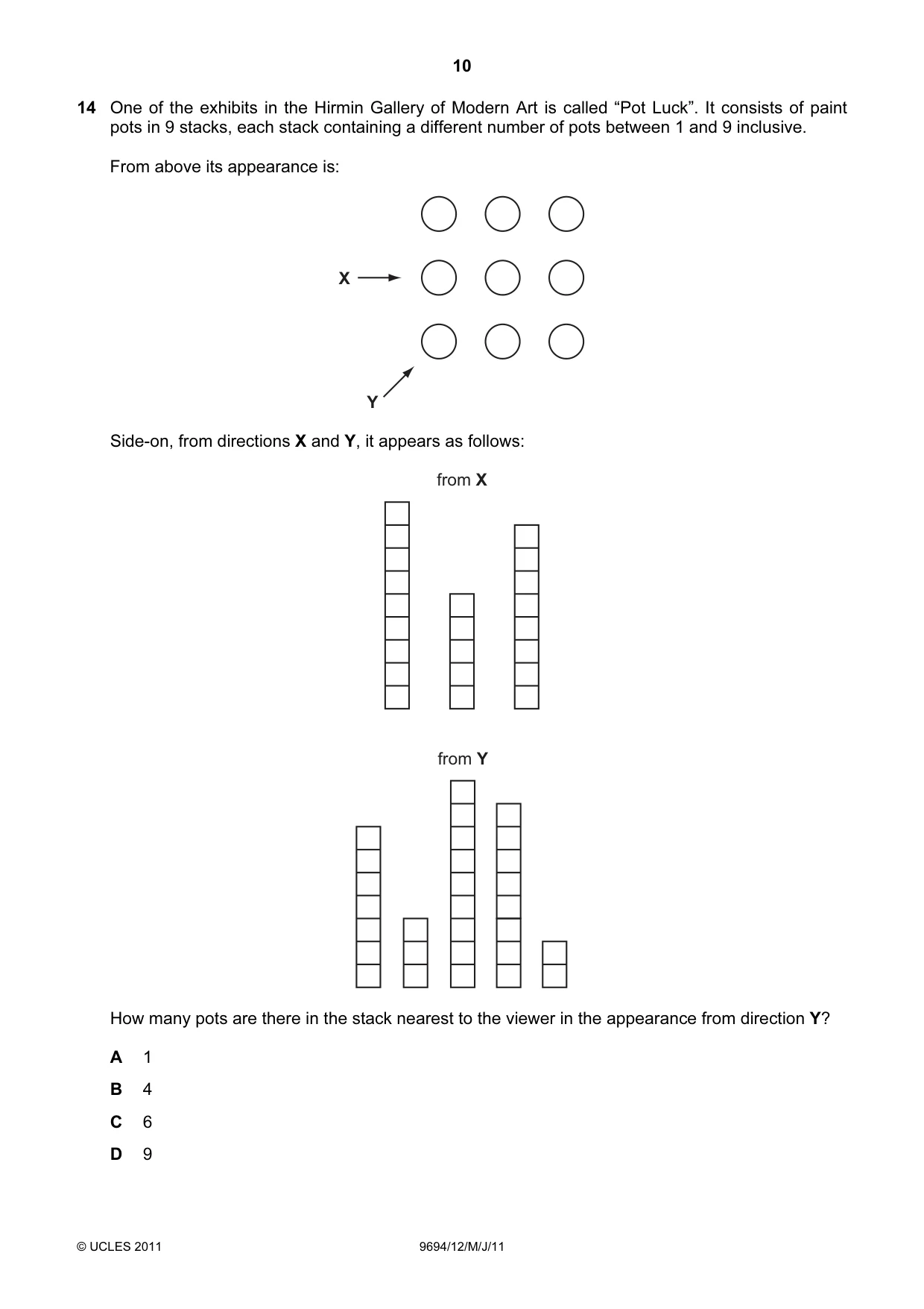 Cambridge A Level Thinking Skills 9694 2011 May/June Paper 1 · Variant 2 question paper, page 10 of 20
