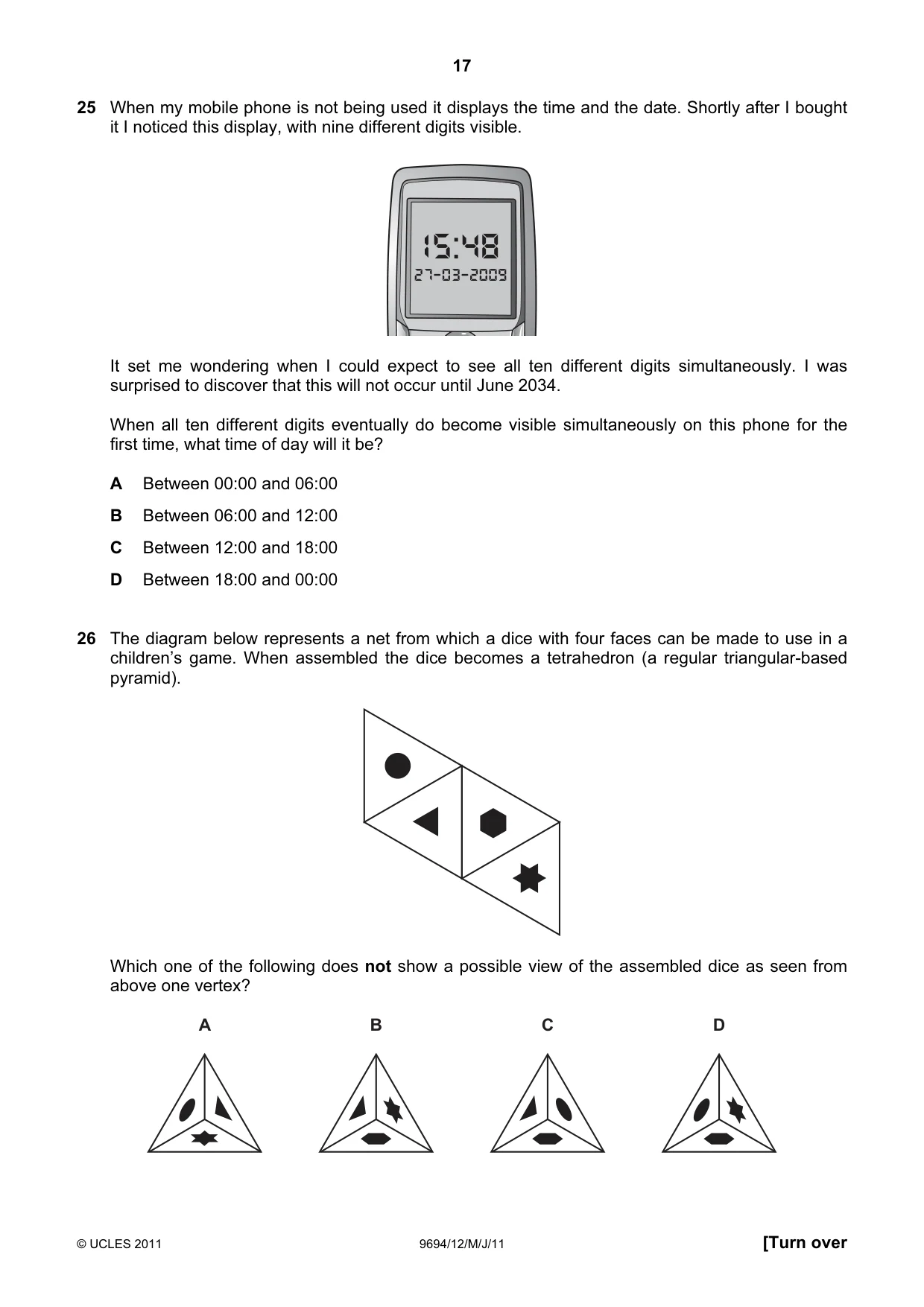 Cambridge A Level Thinking Skills 9694 2011 May/June Paper 1 · Variant 2 question paper, page 17 of 20