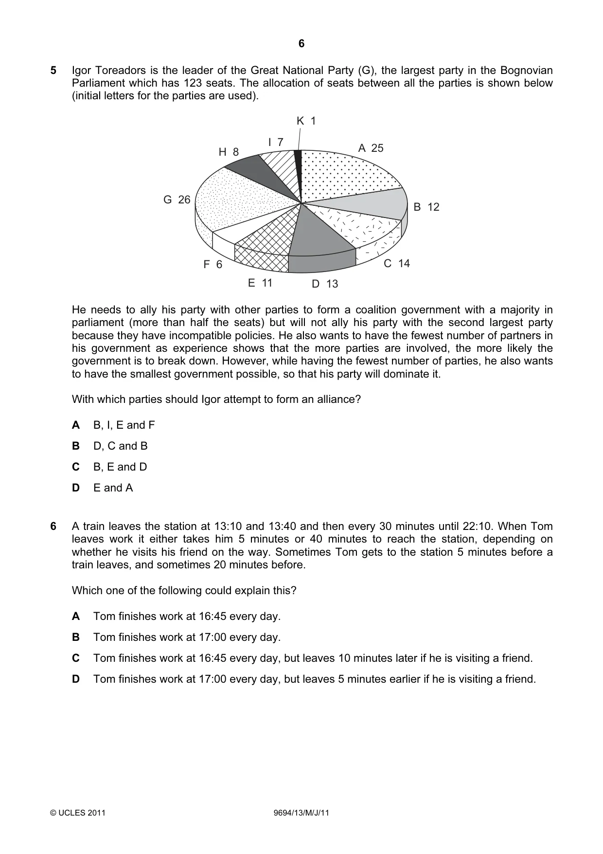 Cambridge A Level Thinking Skills 9694 2011 May/June Paper 1 · Variant 3 question paper, page 6 of 20