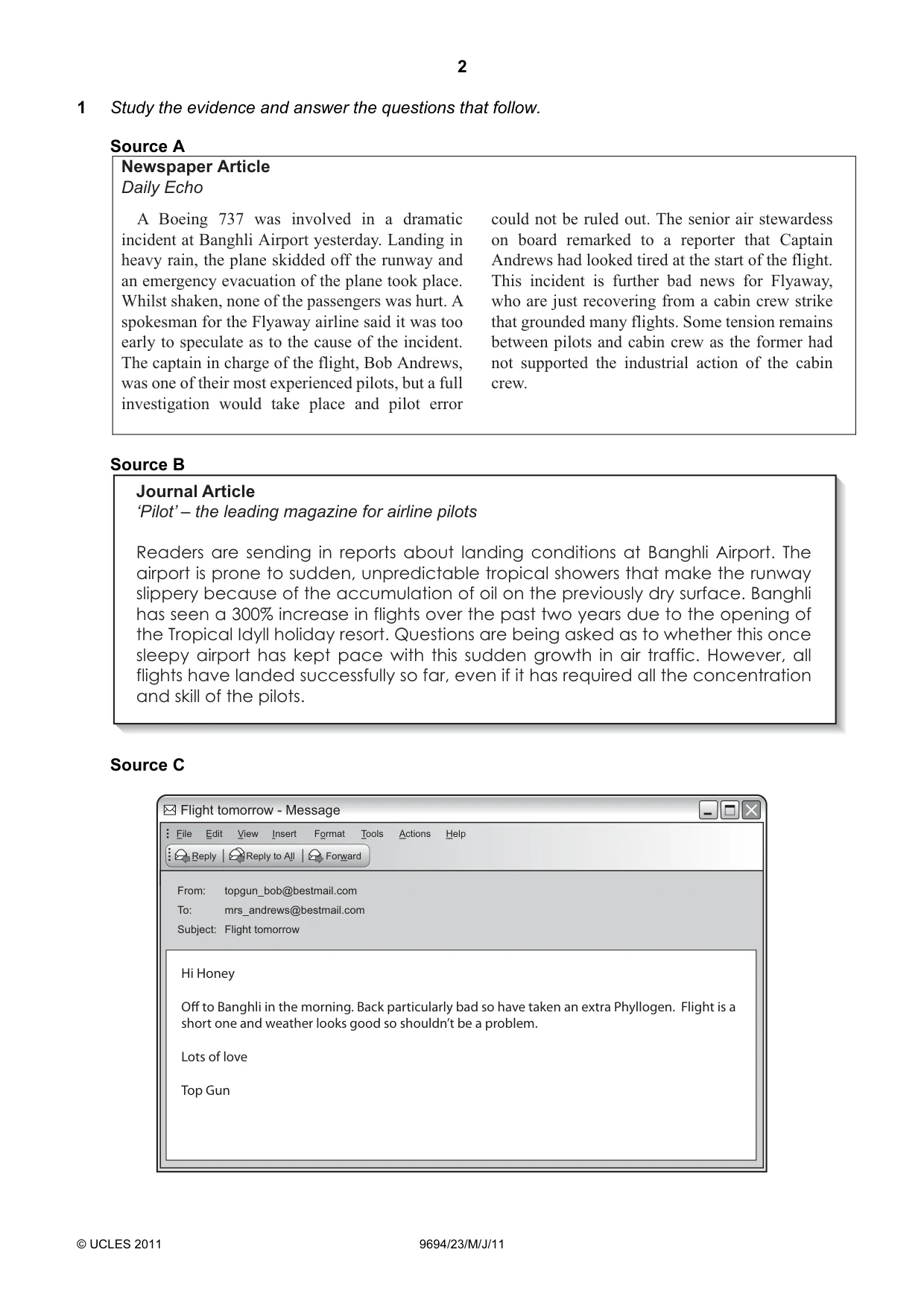 Cambridge A Level Thinking Skills 9694 2011 May/June Paper 2 · Variant 3 question paper, page 2 of 8