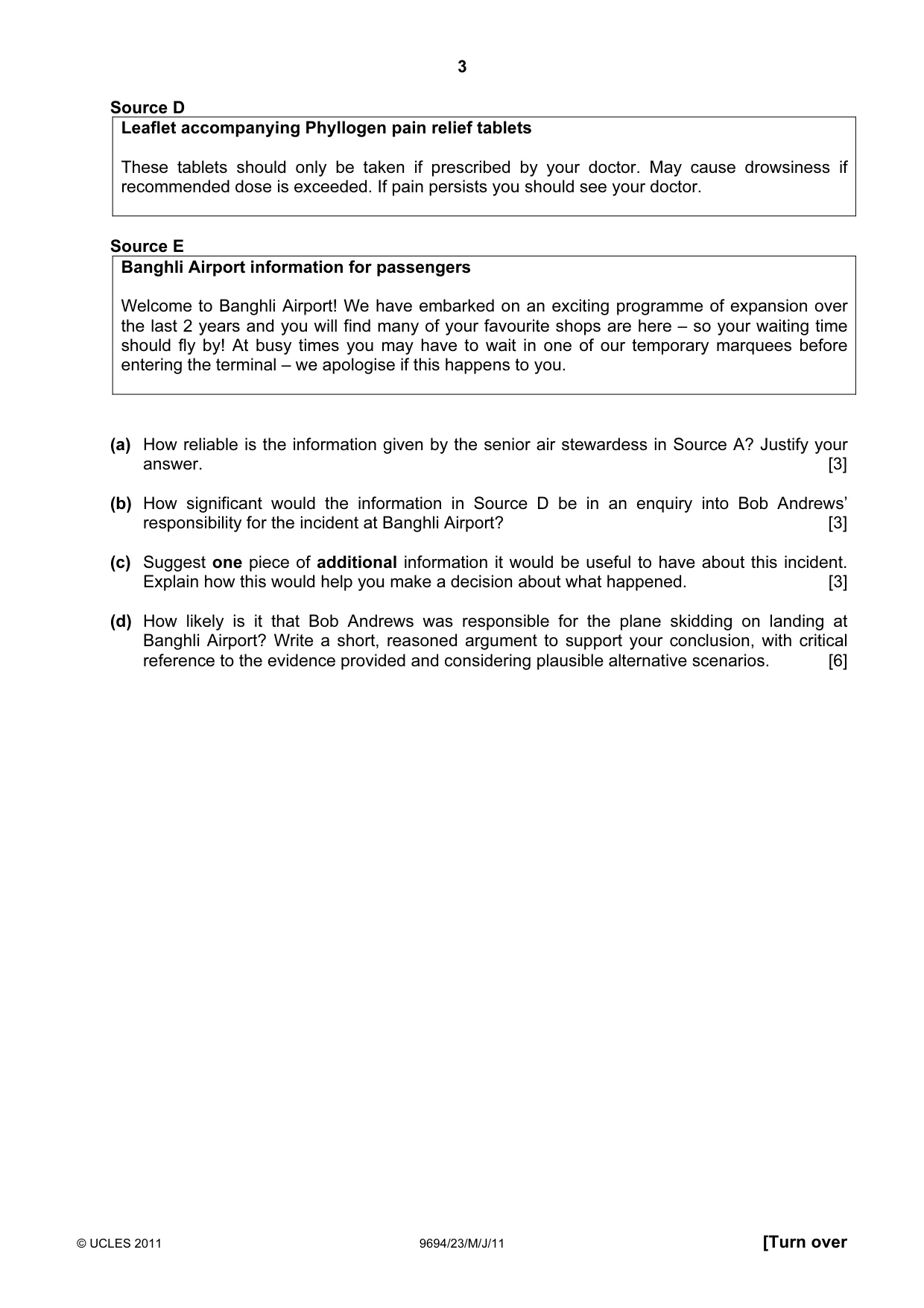 Cambridge A Level Thinking Skills 9694 2011 May/June Paper 2 · Variant 3 question paper, page 3 of 8