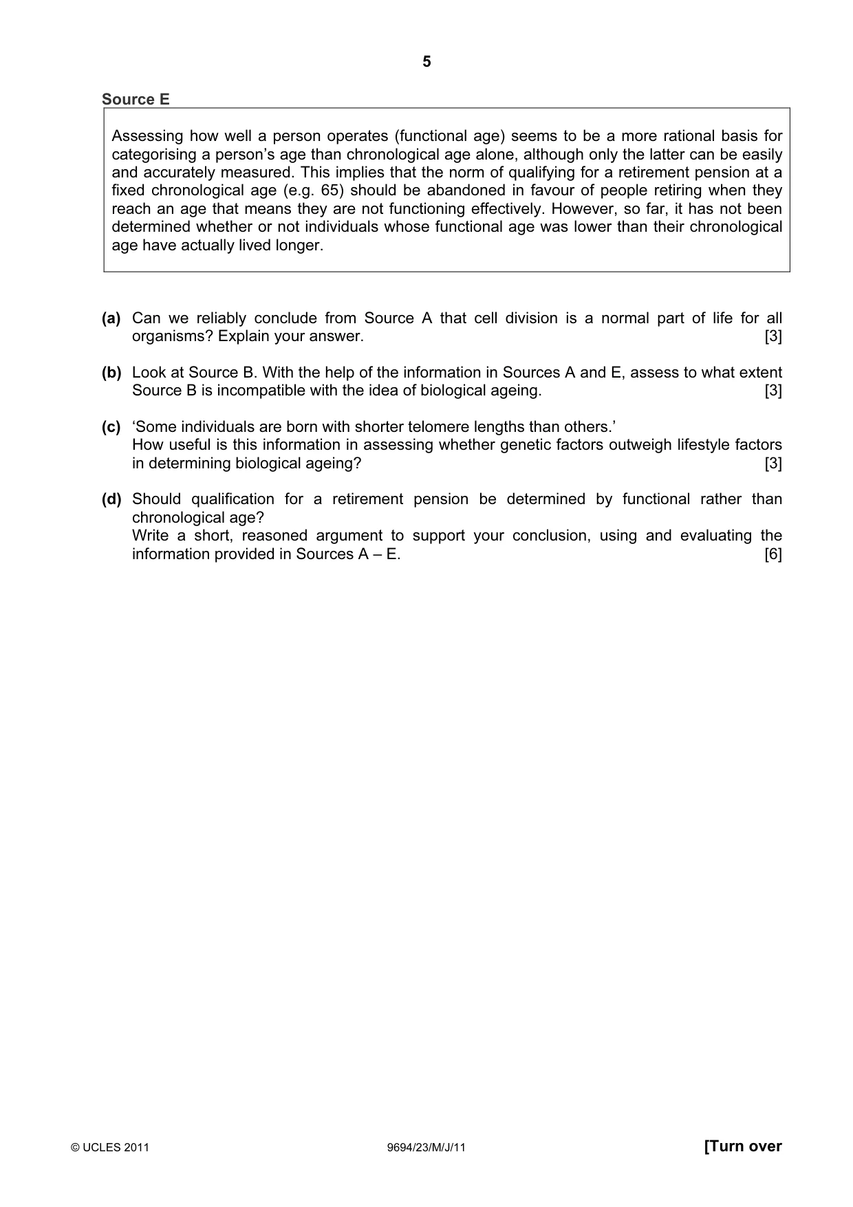 Cambridge A Level Thinking Skills 9694 2011 May/June Paper 2 · Variant 3 question paper, page 5 of 8