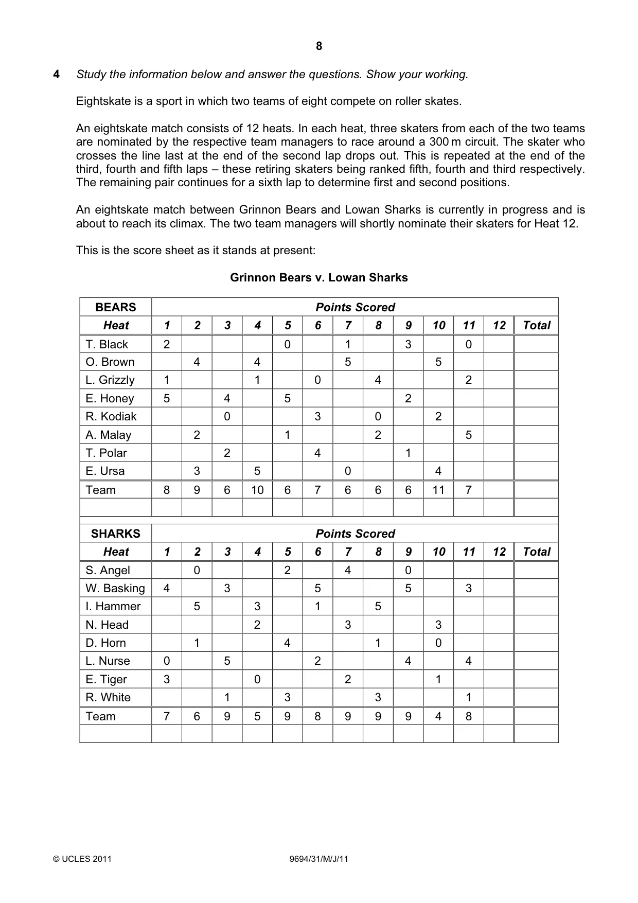 Cambridge A Level Thinking Skills 9694 2011 May/June Paper 3 · Variant 1 question paper, page 8 of 12