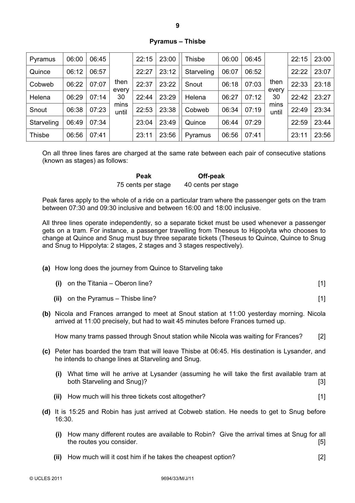 Cambridge A Level Thinking Skills 9694 2011 May/June Paper 3 · Variant 3 question paper, page 9 of 12
