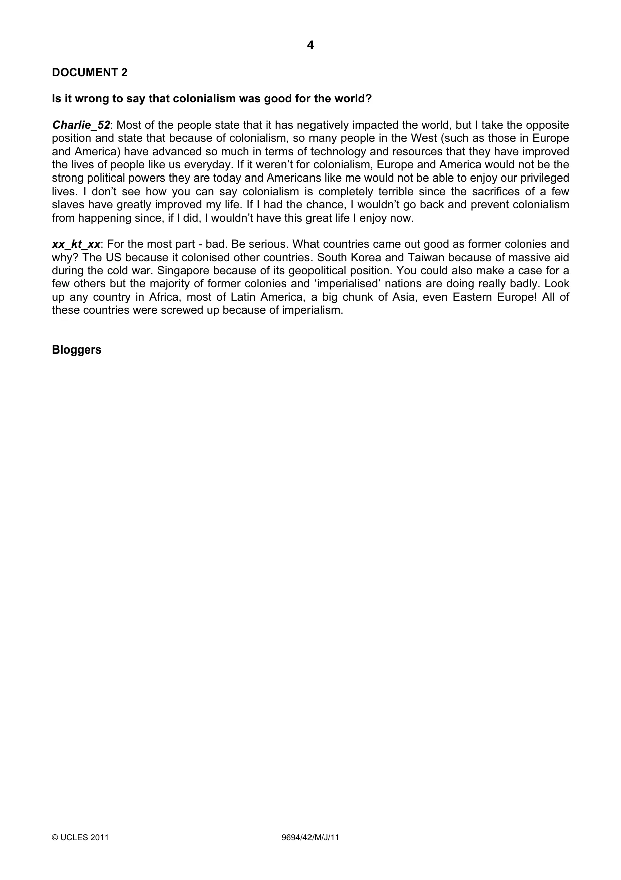 Cambridge A Level Thinking Skills 9694 2011 May/June Paper 4 · Variant 2 question paper, page 4 of 8