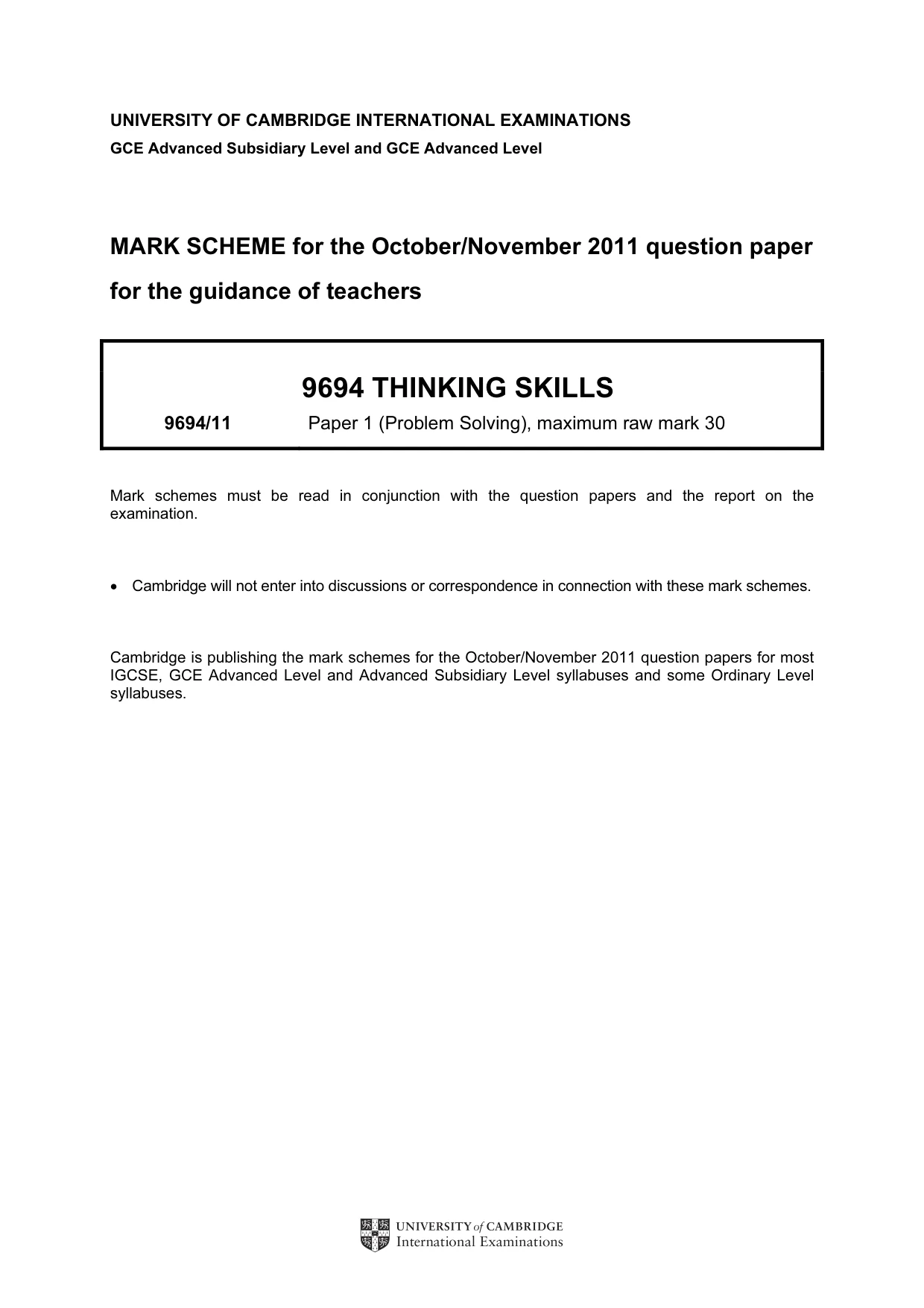 Mark scheme, page 1 of 2
