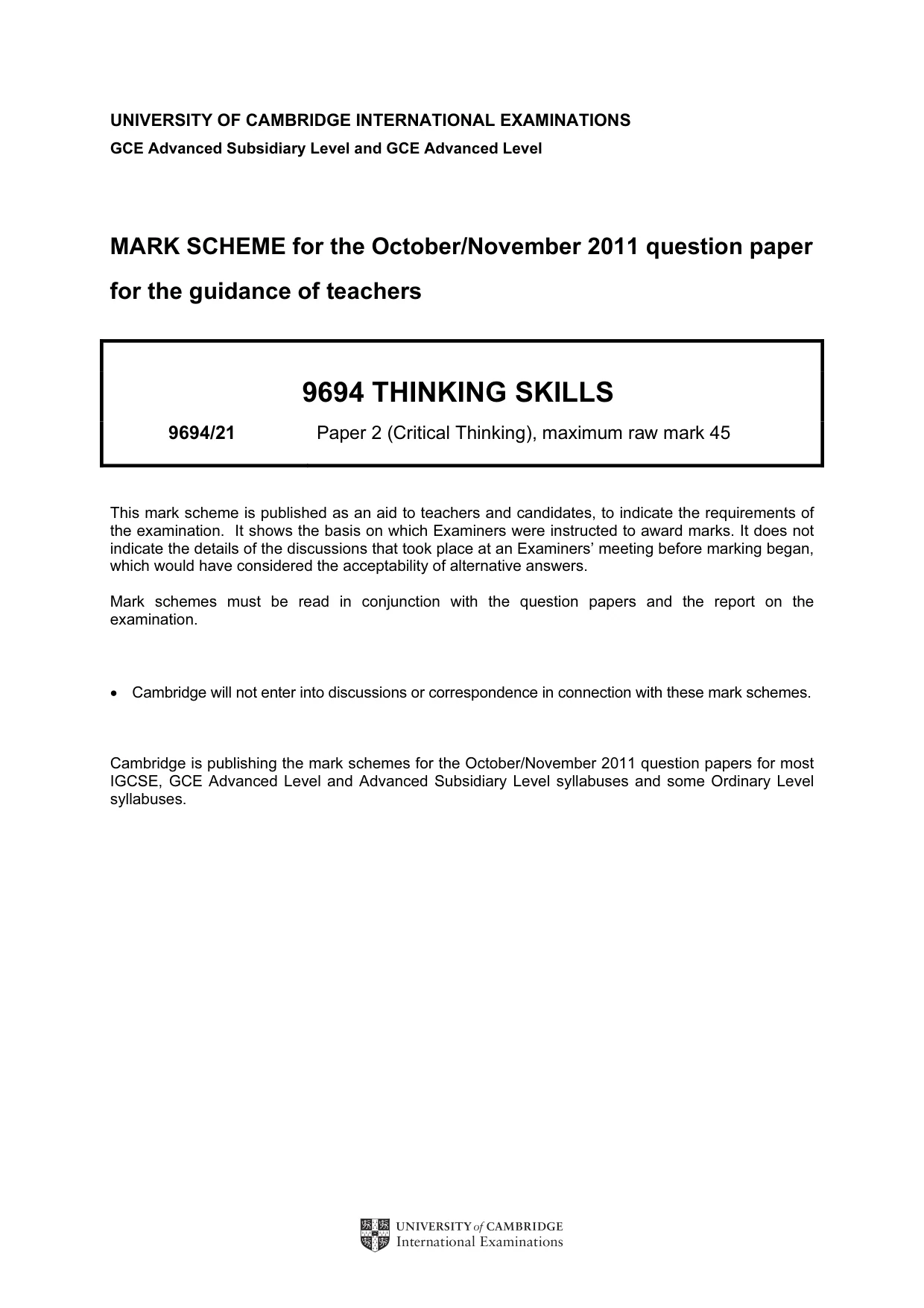 Mark scheme, page 1 of 7