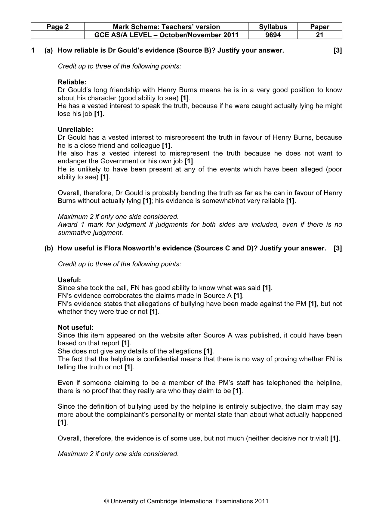 Mark scheme, page 2 of 7