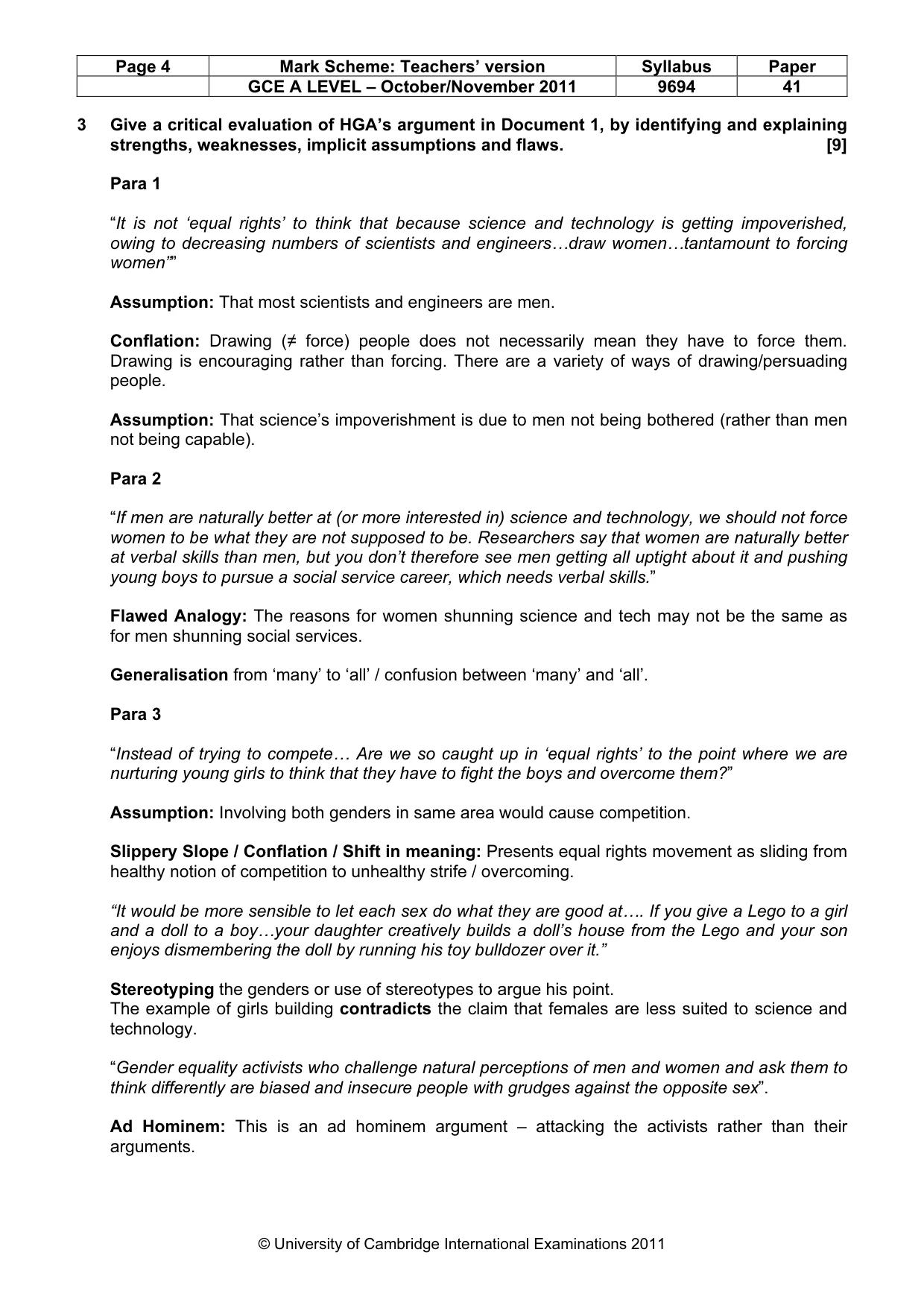 Mark scheme, page 4 of 7