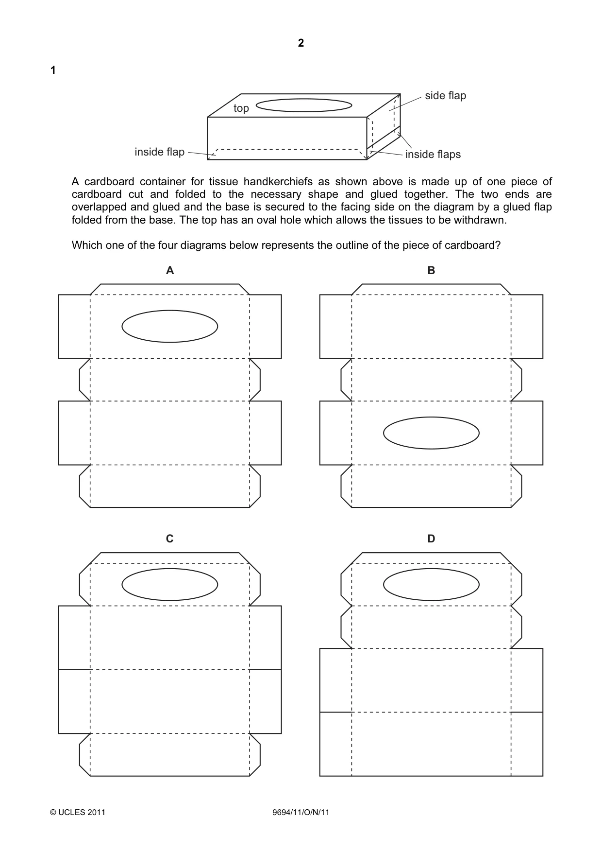 Cambridge A Level Thinking Skills 9694 2011 Oct/Nov Paper 1 · Variant 1 question paper, page 2 of 20